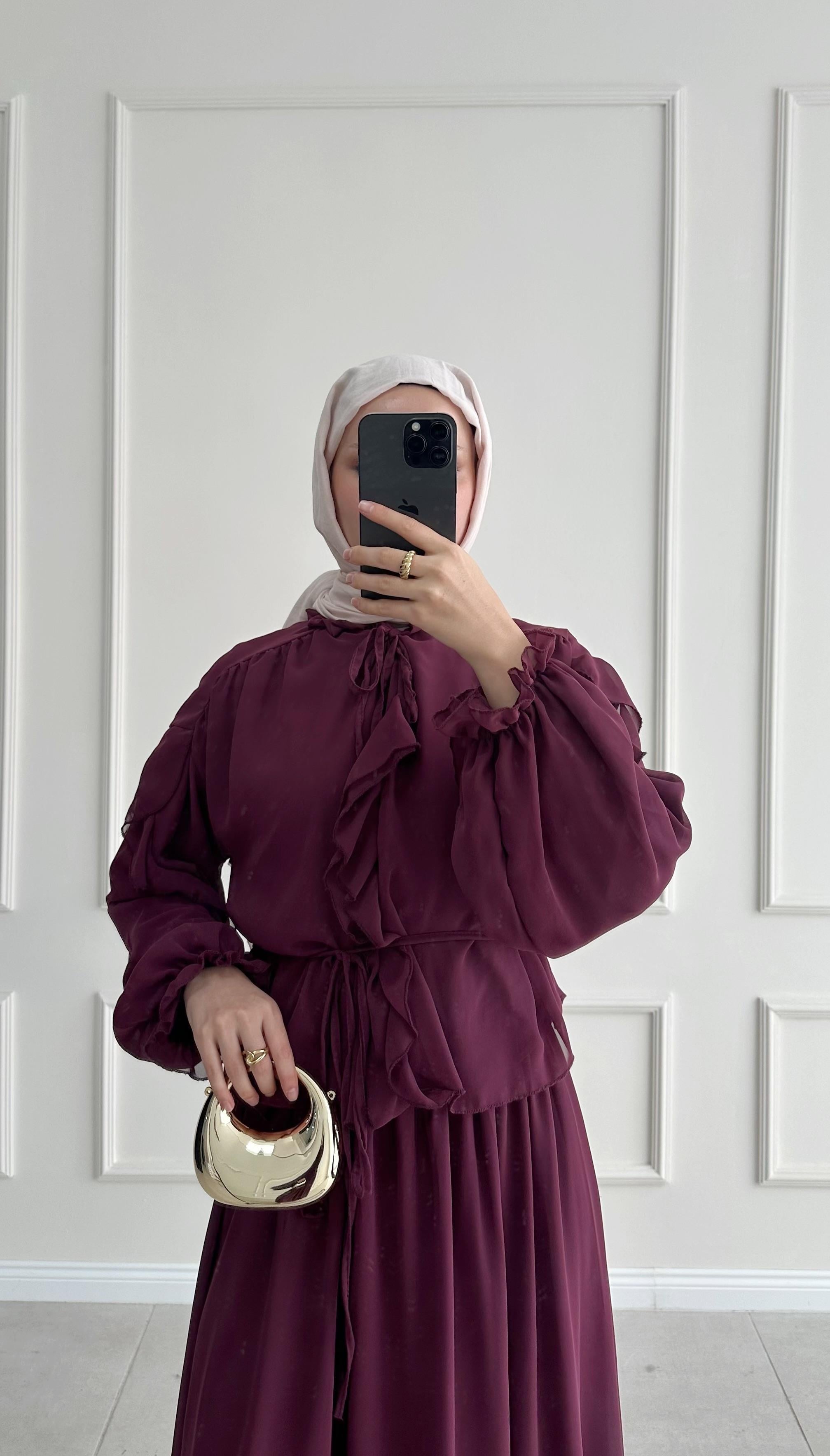 Colloni Şifon Volanlı Bordo Takım