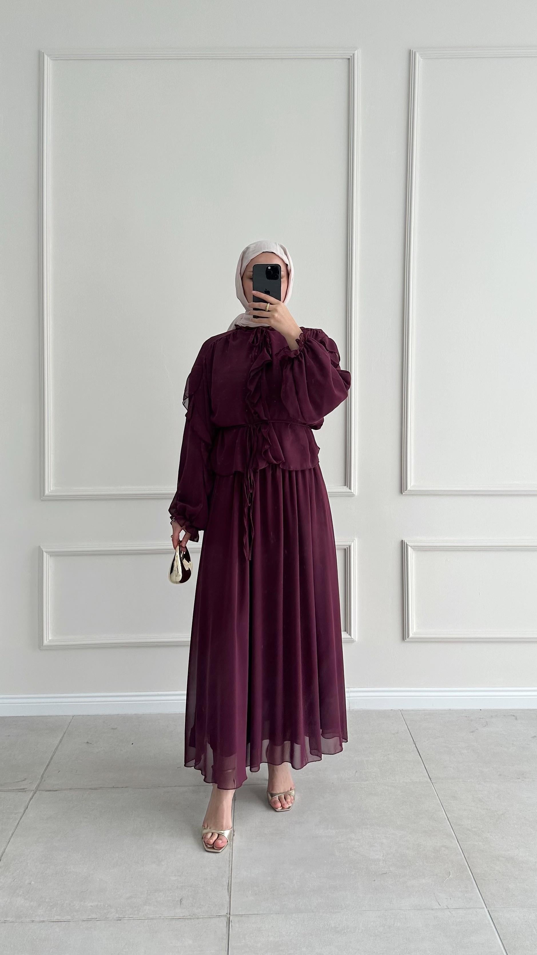 Colloni Şifon Volanlı Bordo Takım