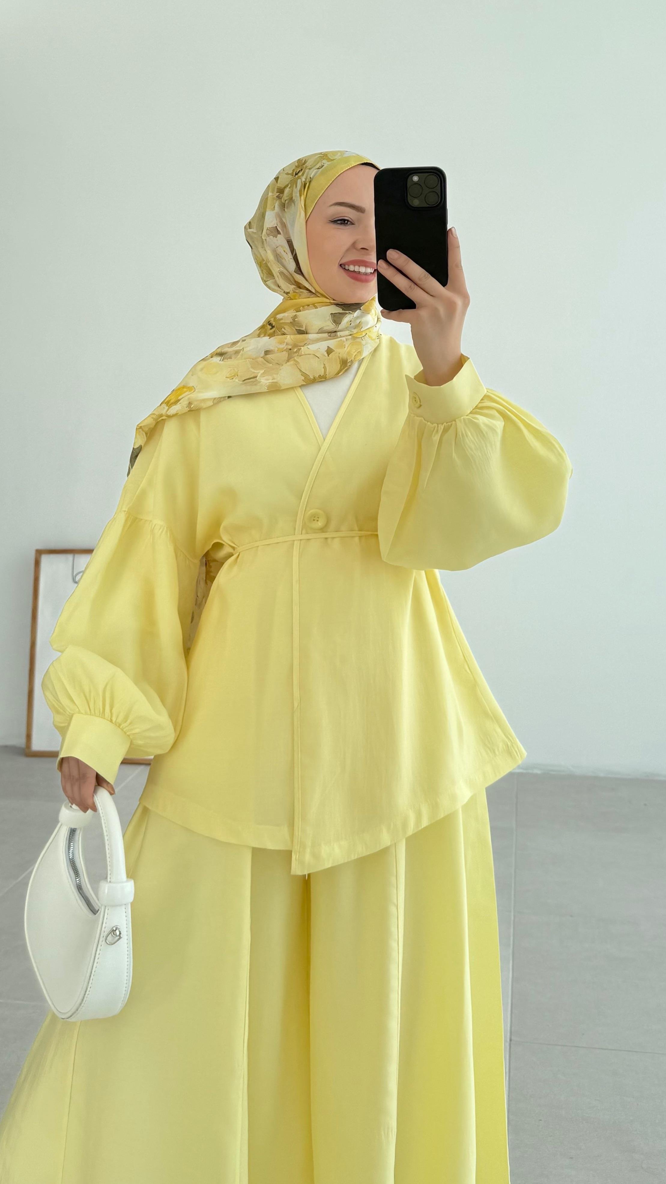 Cora Premıum Ceketli Sarı Takım