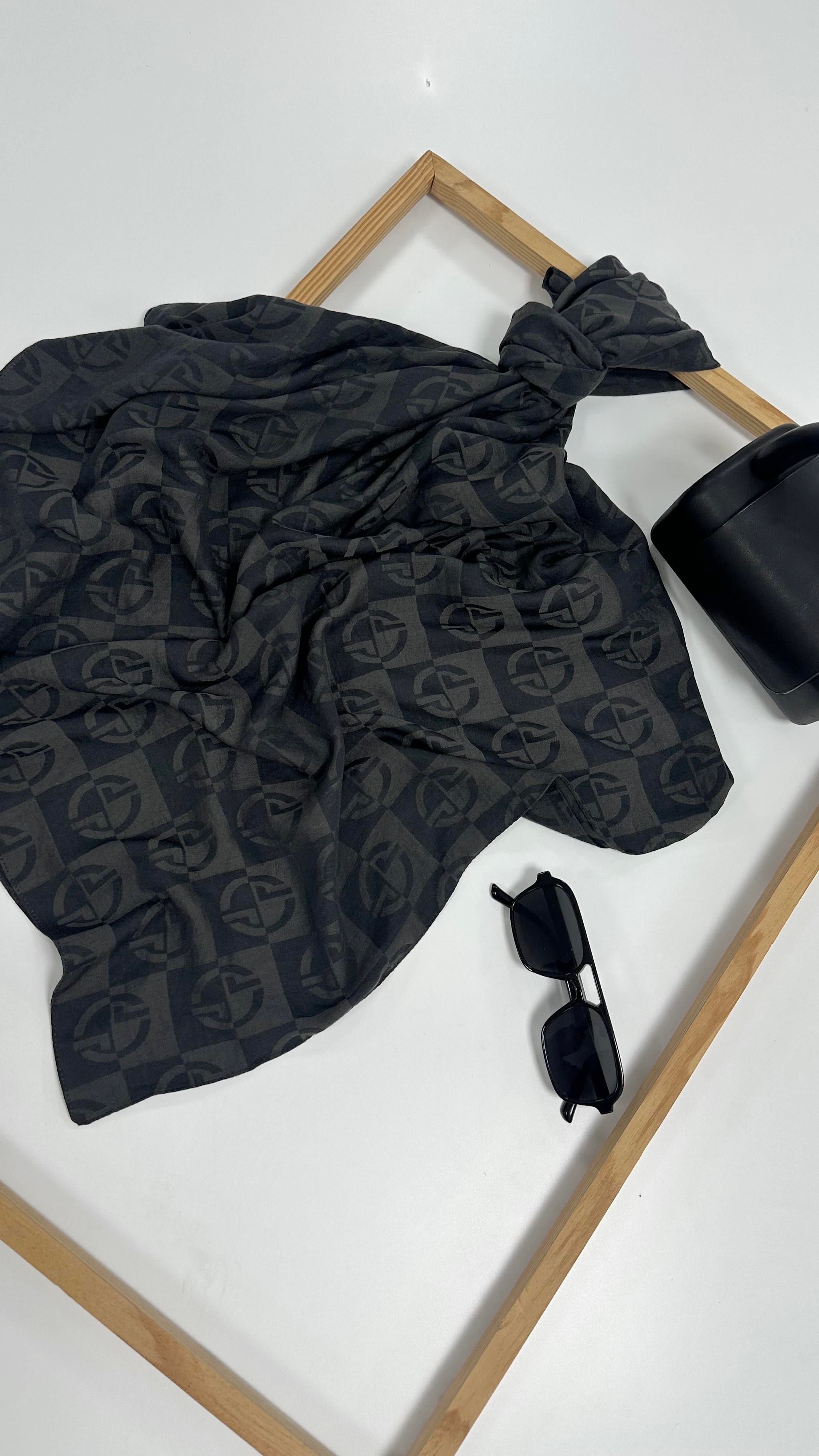 Dama Desen Antrasit Şal 