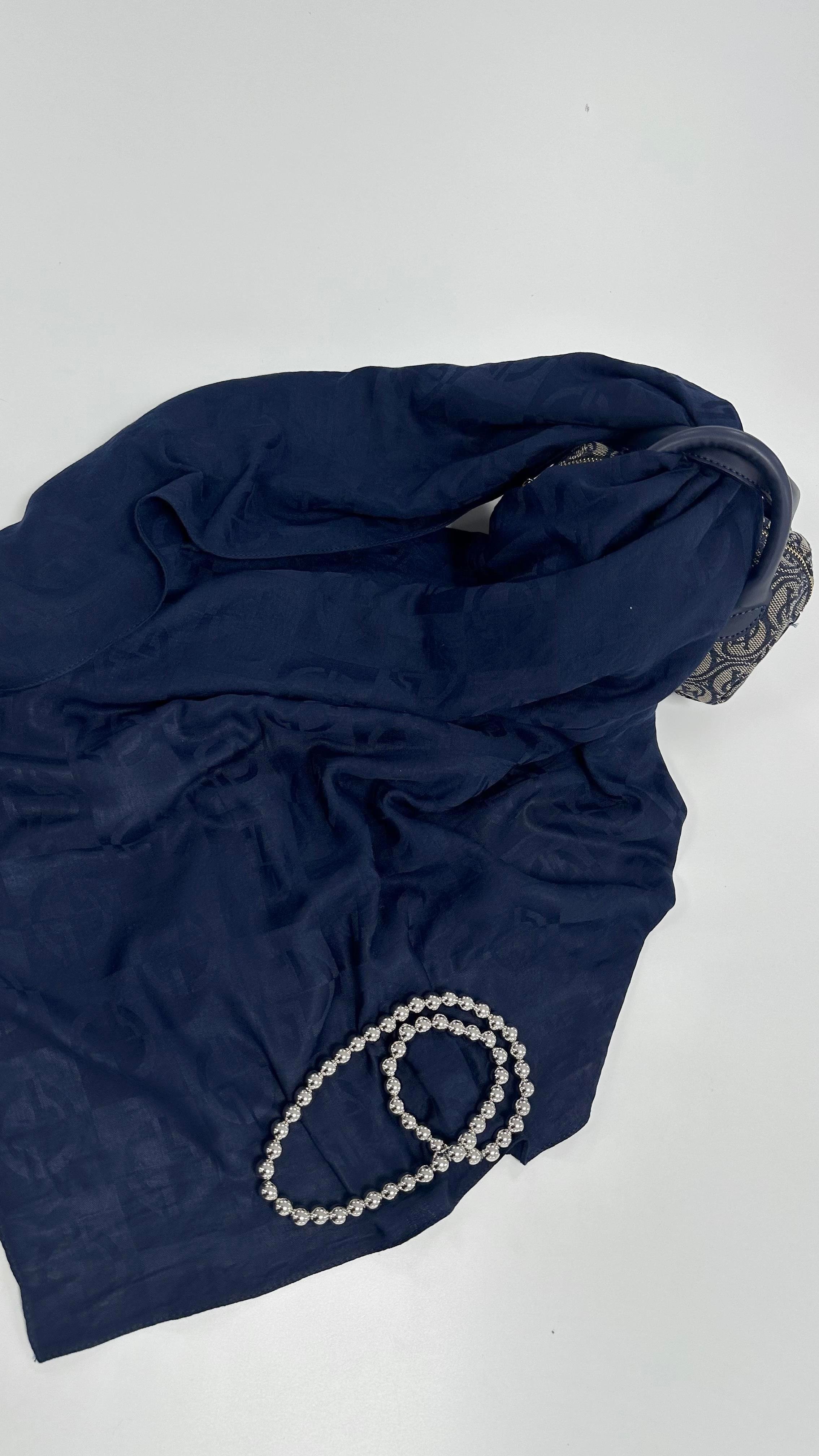 Dama Desen Lacivert Şal 