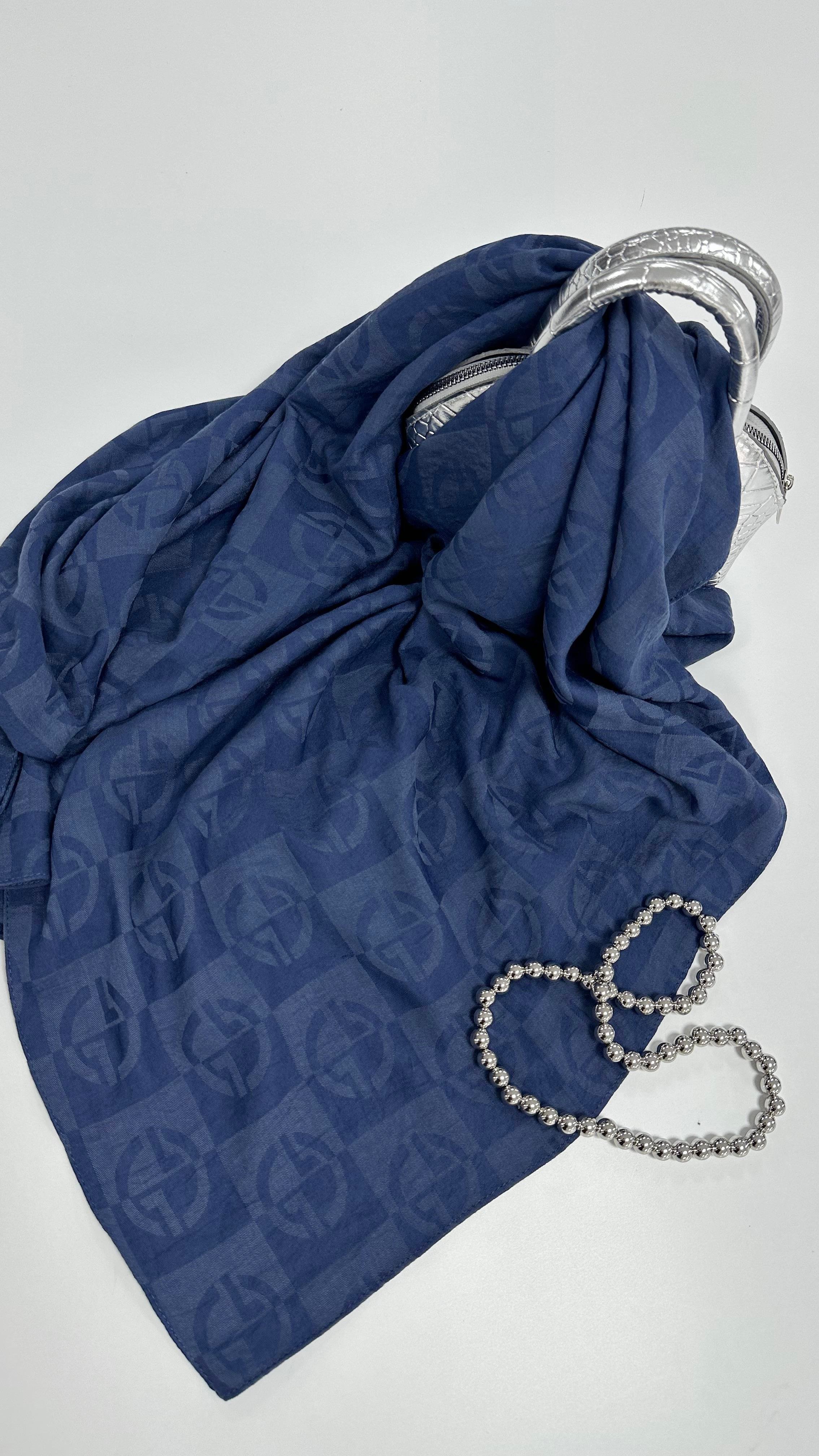 Dama Desen Mavi Şal 