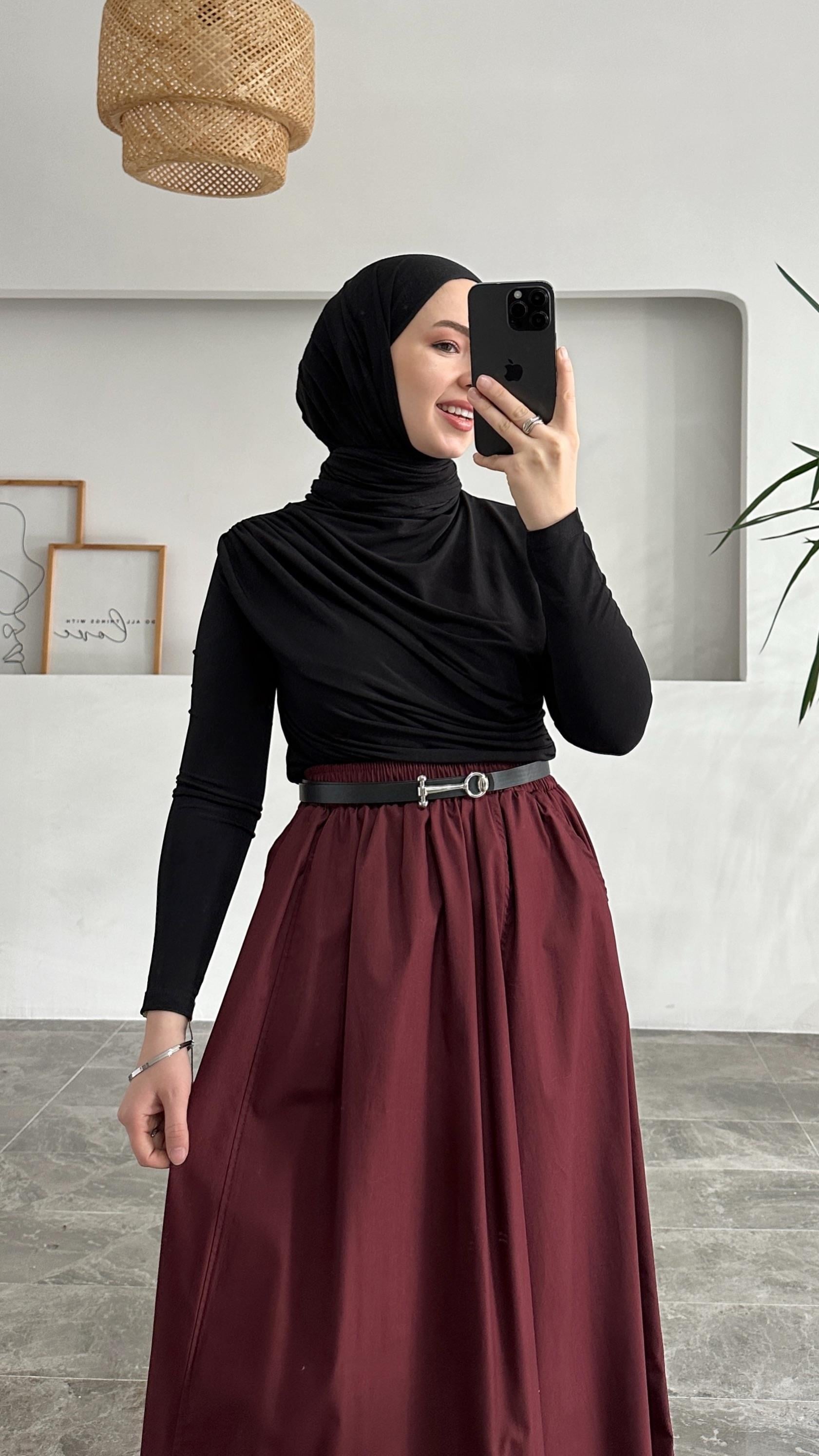 Darlas Bordo Kumaş Etek