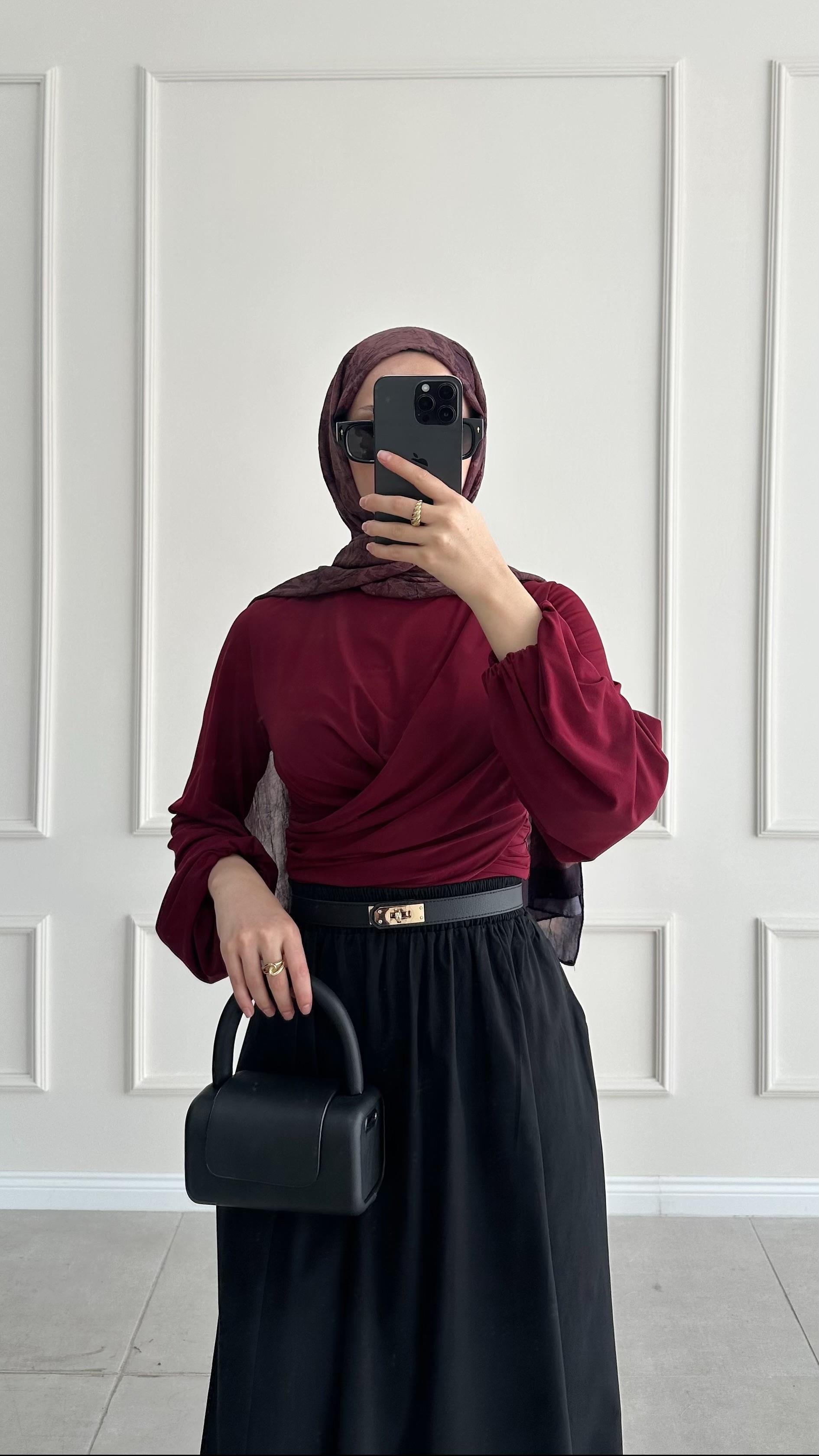 Darlas Dikişli Siyah Poplin Etek