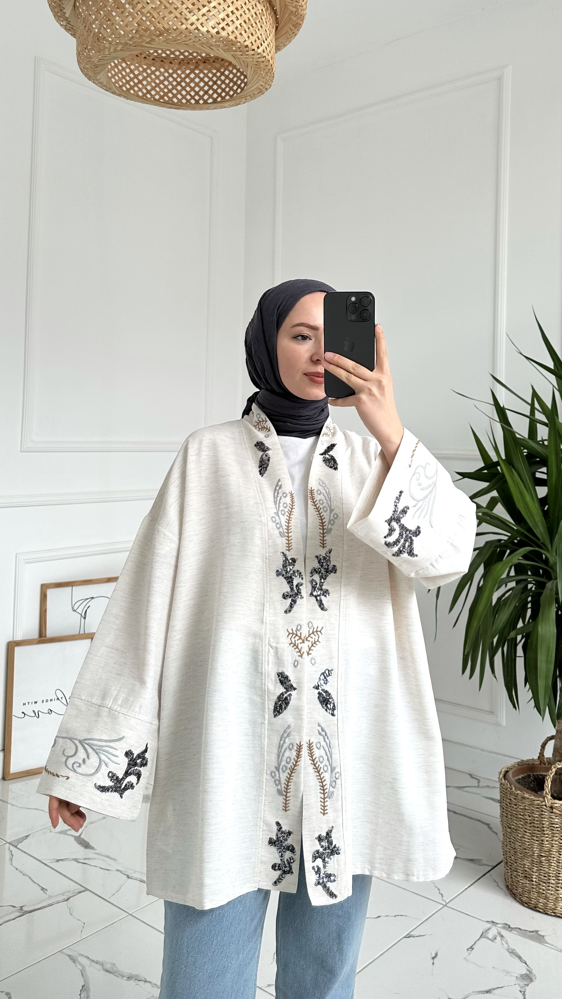 Dasia Pullu Keten Kimono