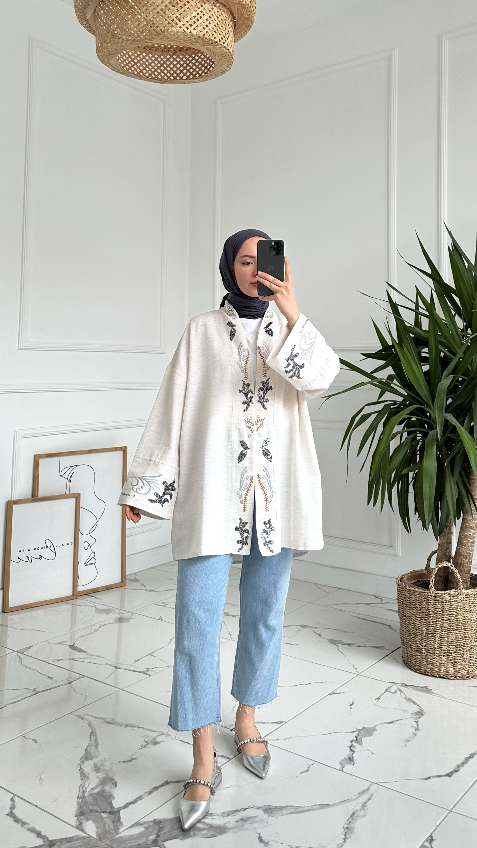 Dasia Pullu Keten Kimono