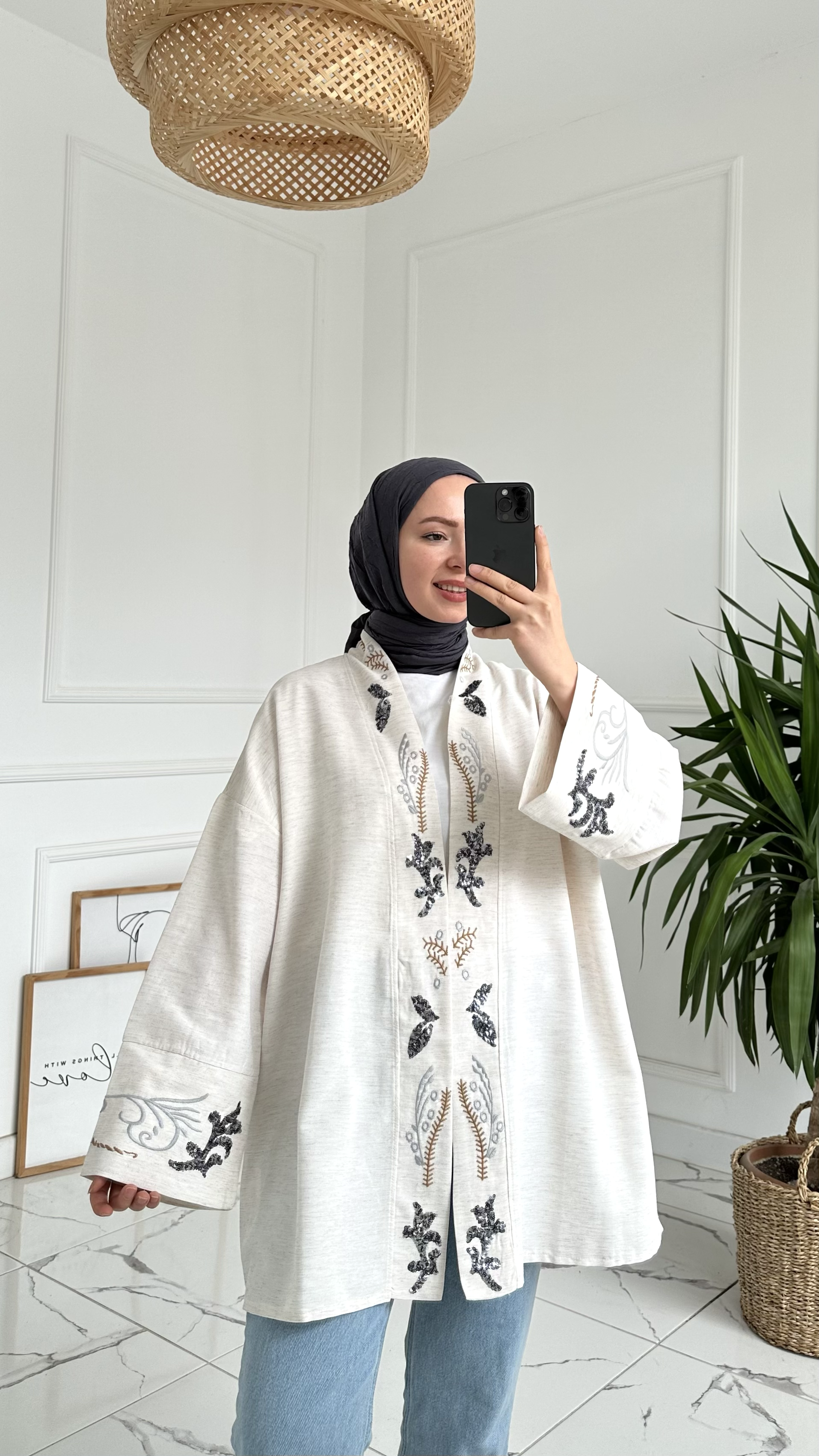 Dasia Pullu Keten Kimono