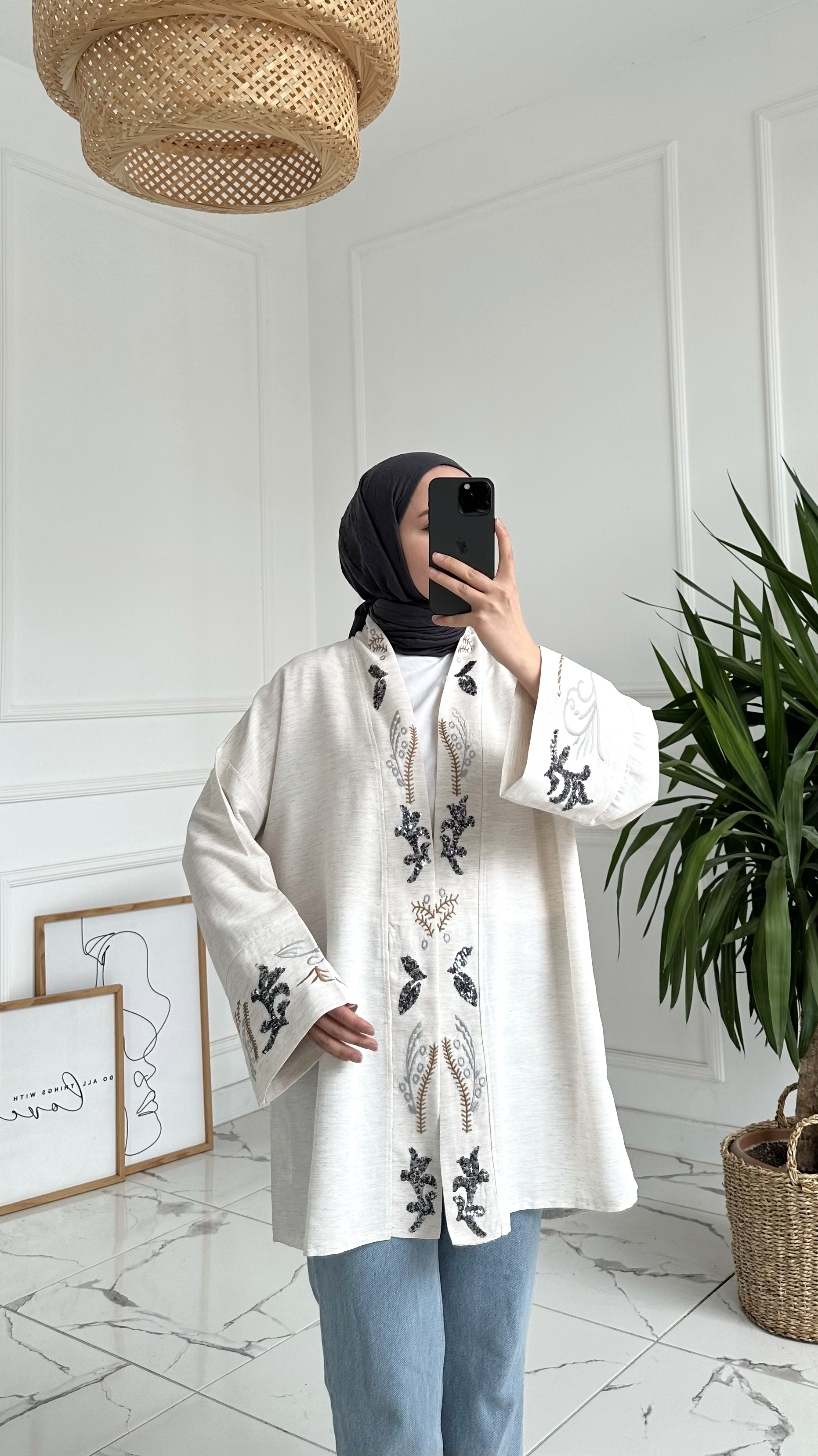 Dasia Pullu Keten Kimono