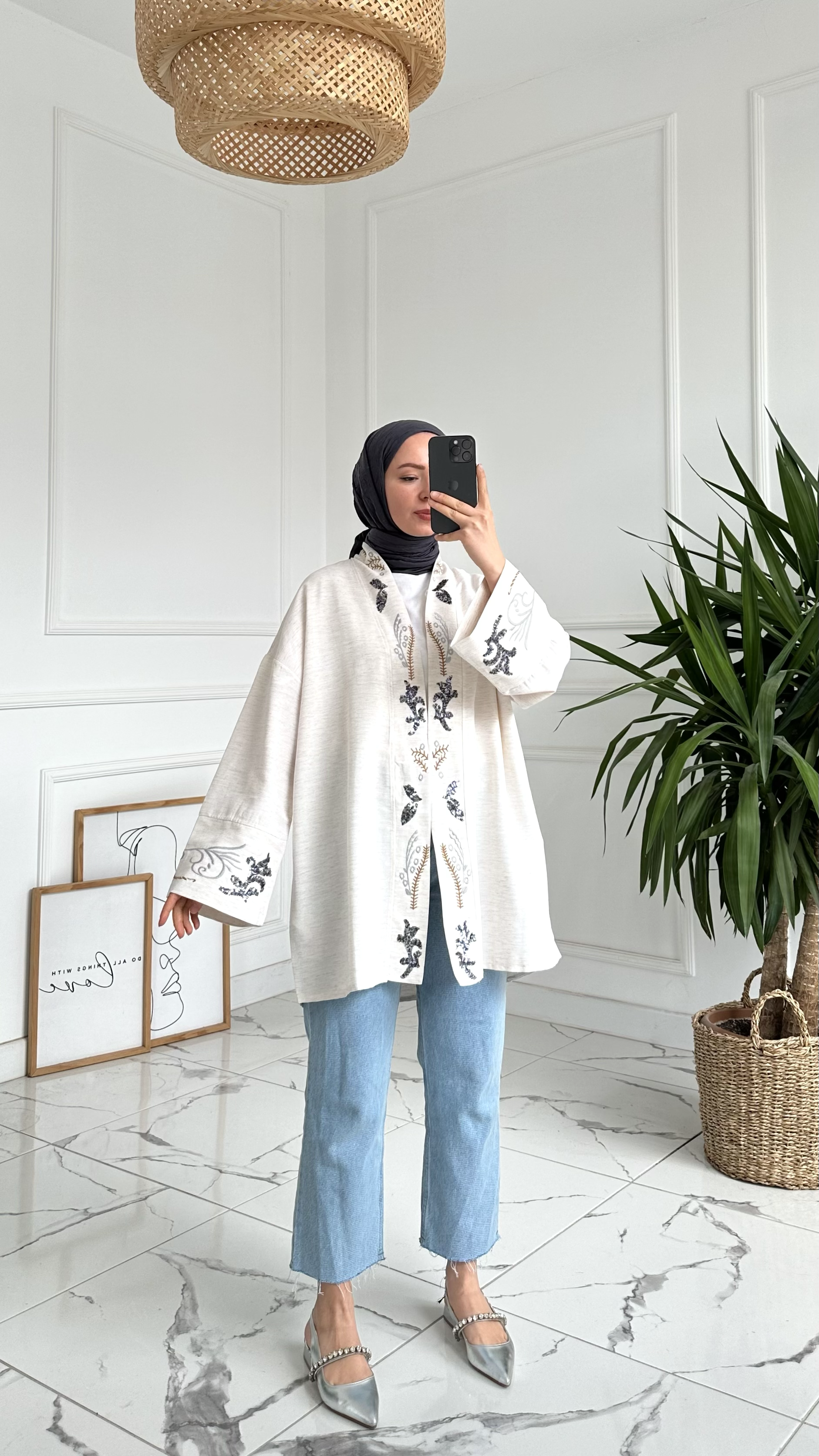 Dasia Pullu Keten Kimono