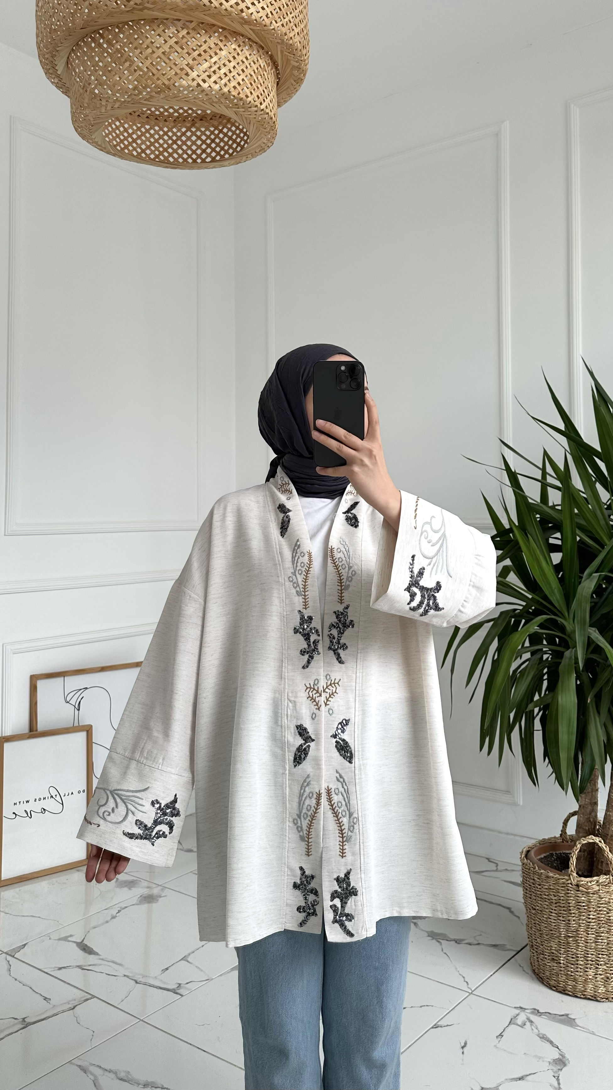 Dasia Pullu Keten Kimono