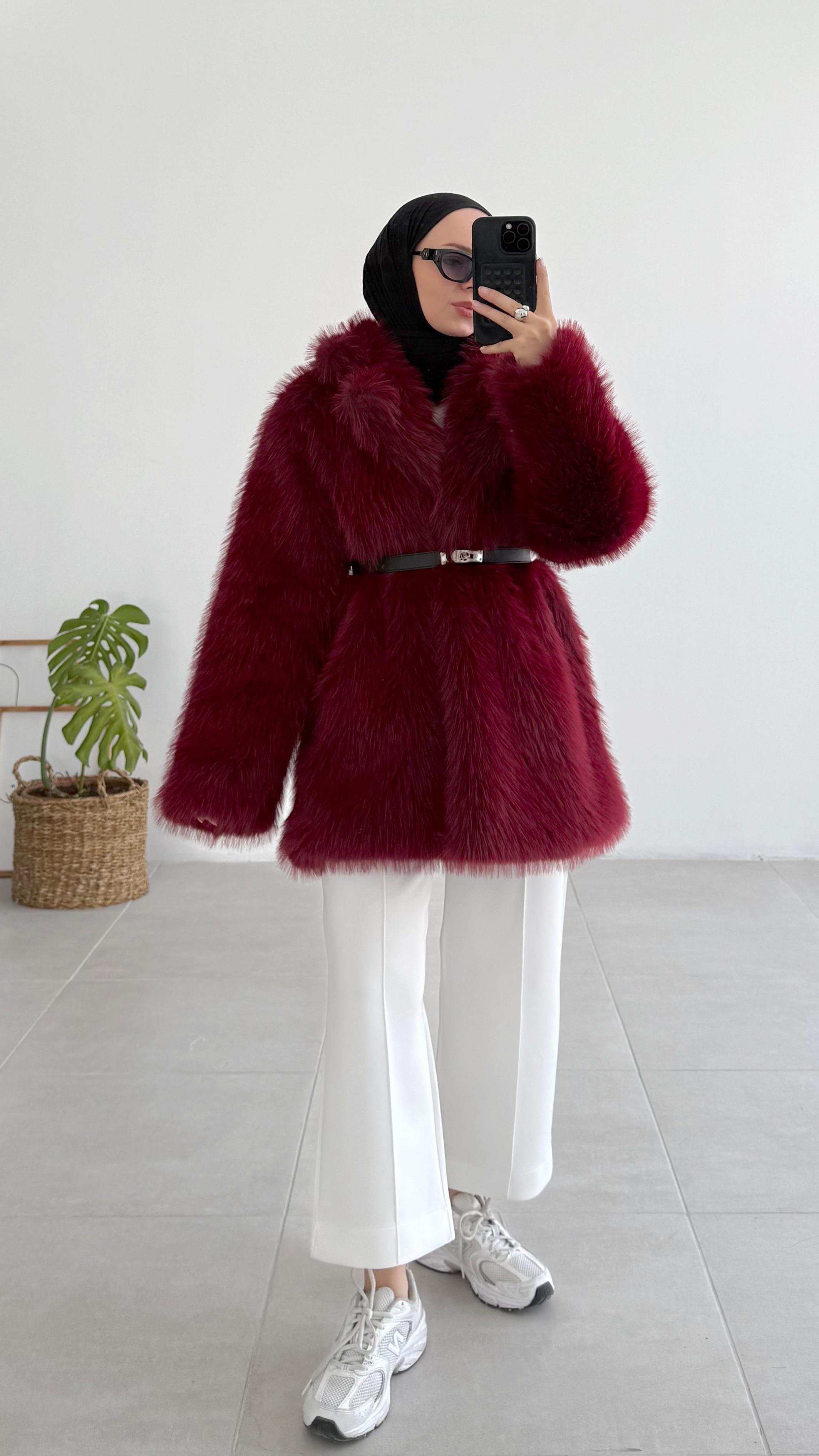 Eden Premıum Bordo Kürk