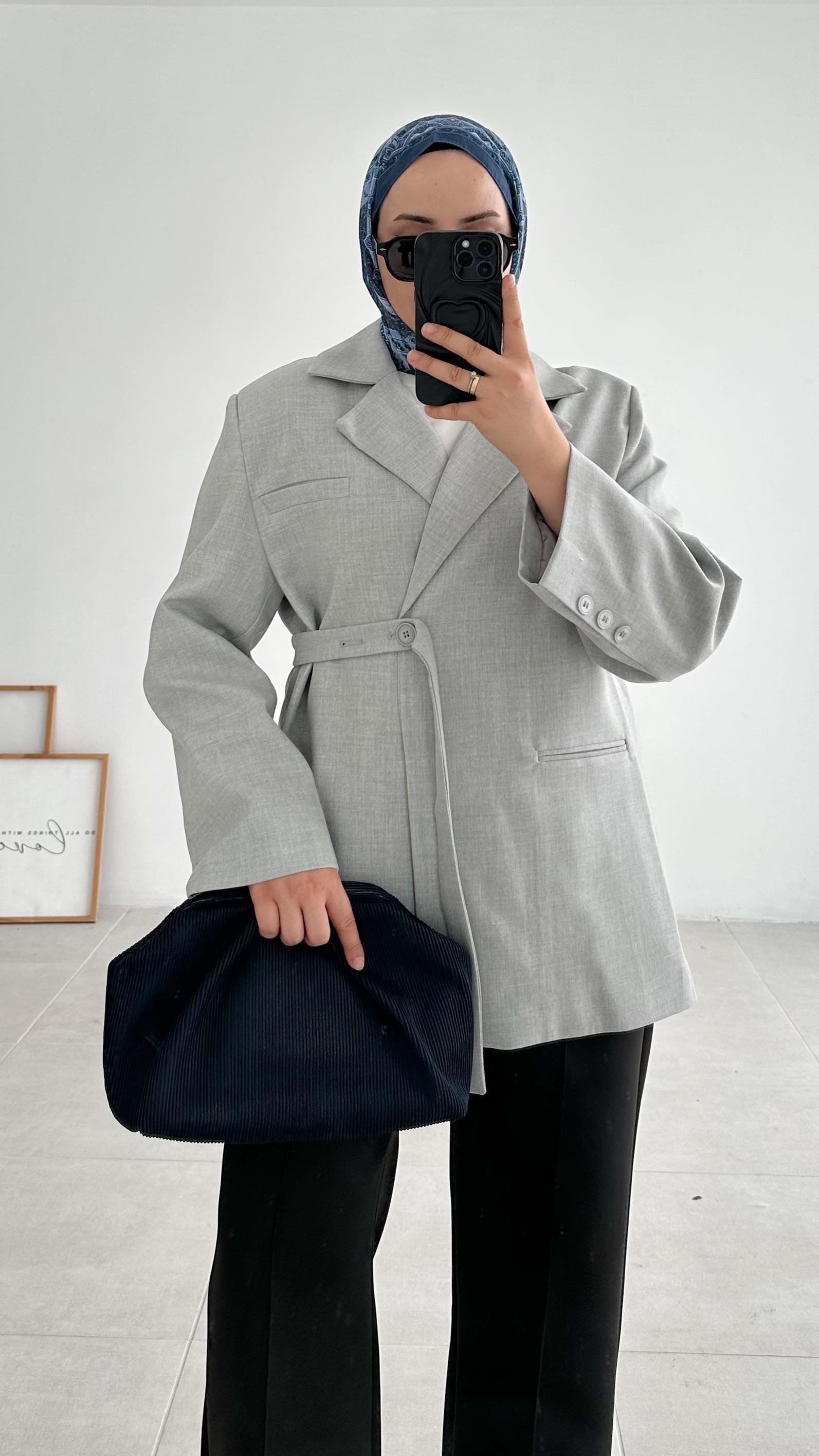 Efol Premıum Gri Tasarım Ceket