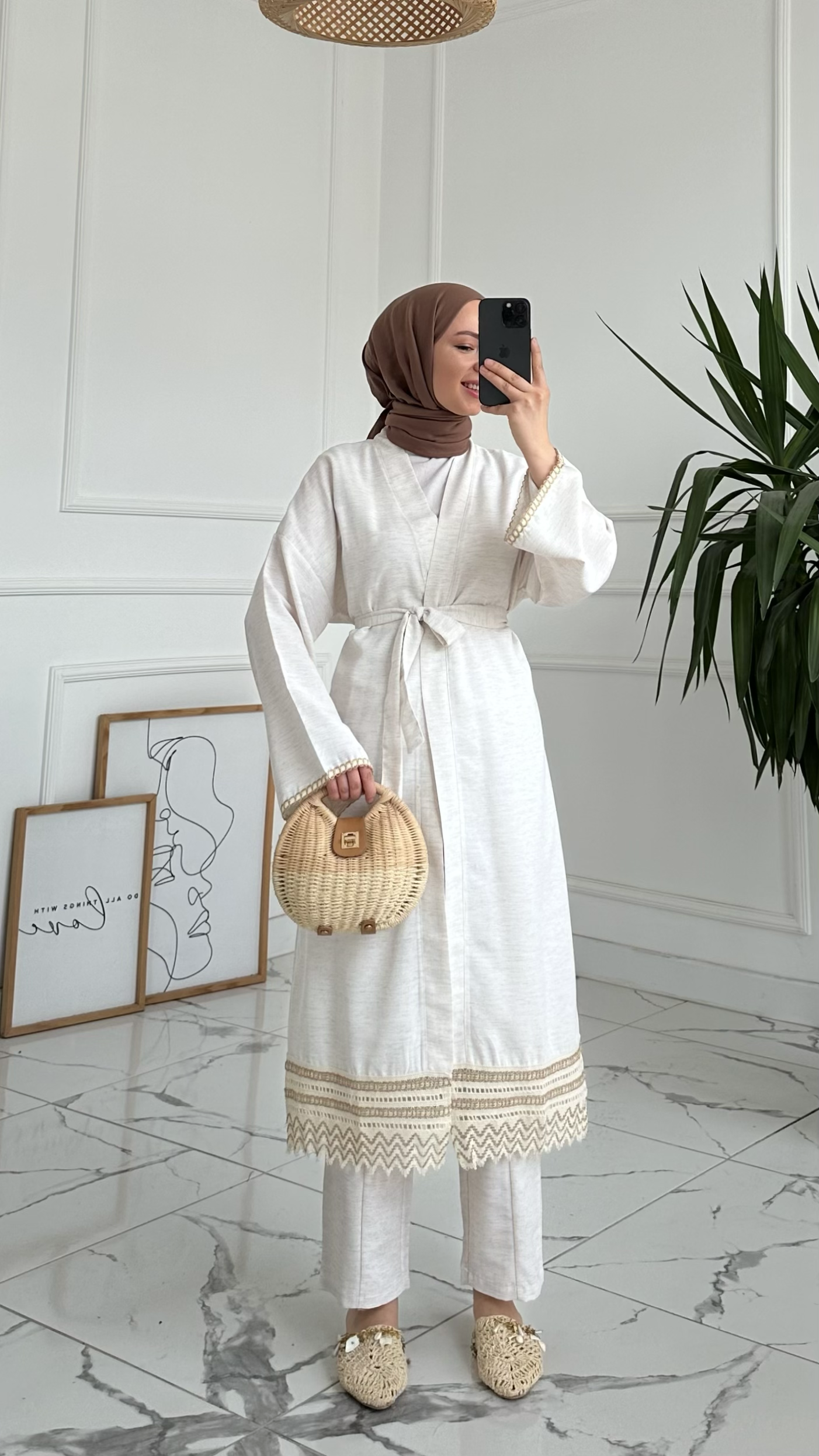 Eliss Biyeli Keten Uzun Kimono