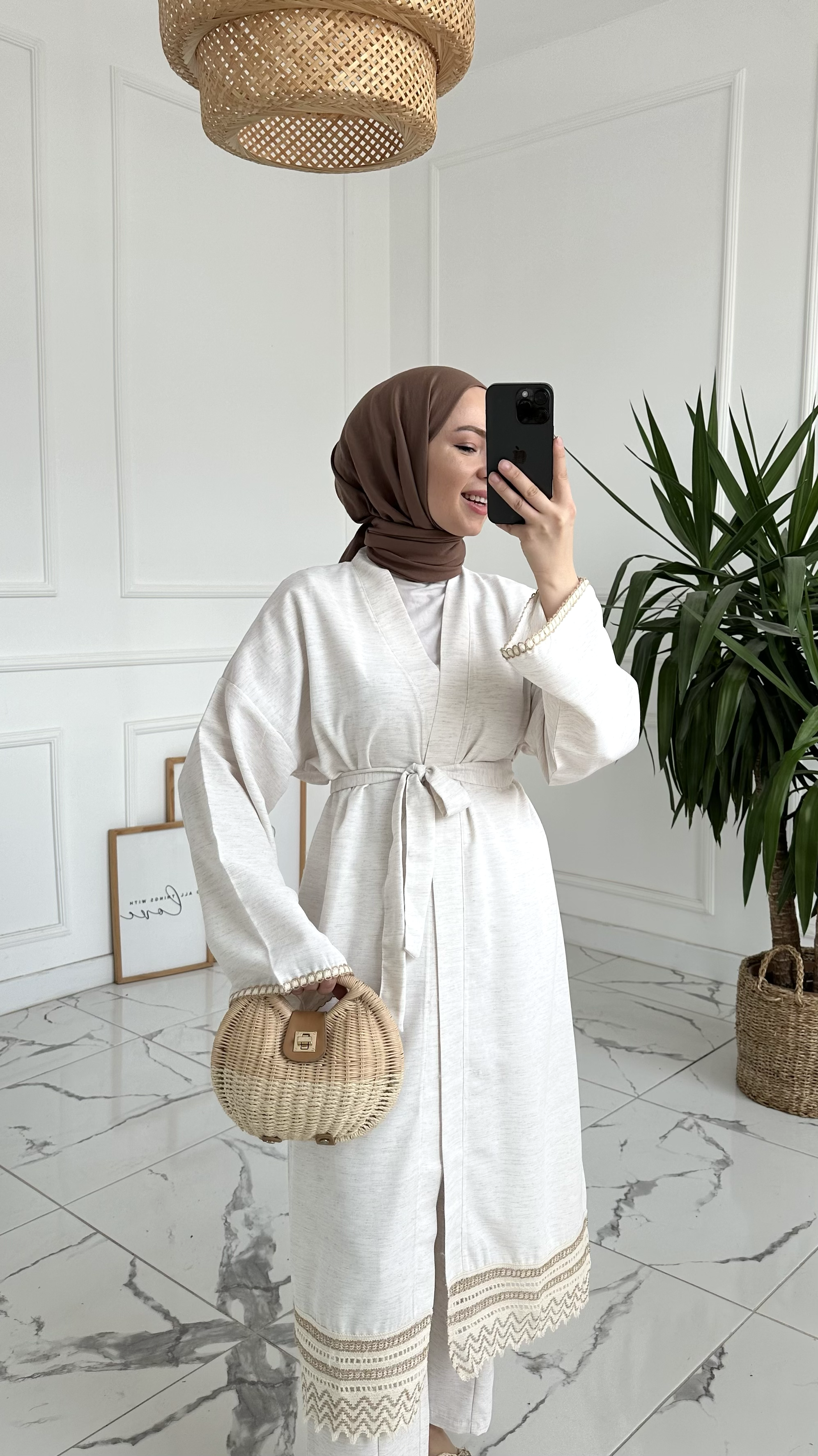 Eliss Biyeli Keten Uzun Kimono
