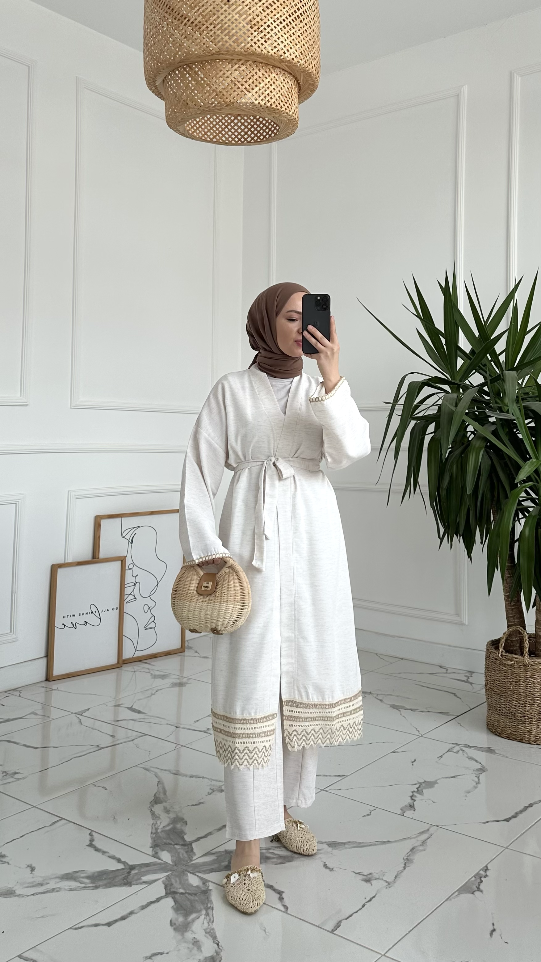 Eliss Biyeli Keten Uzun Kimono