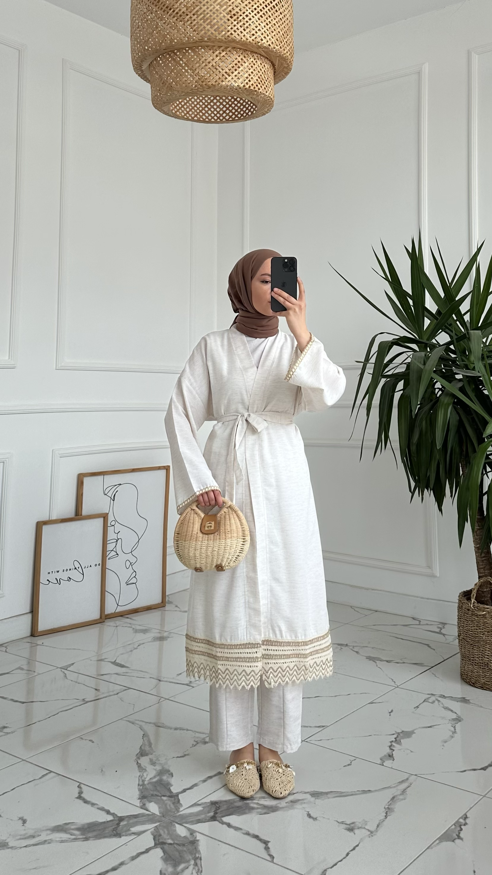 Eliss Biyeli Keten Uzun Kimono