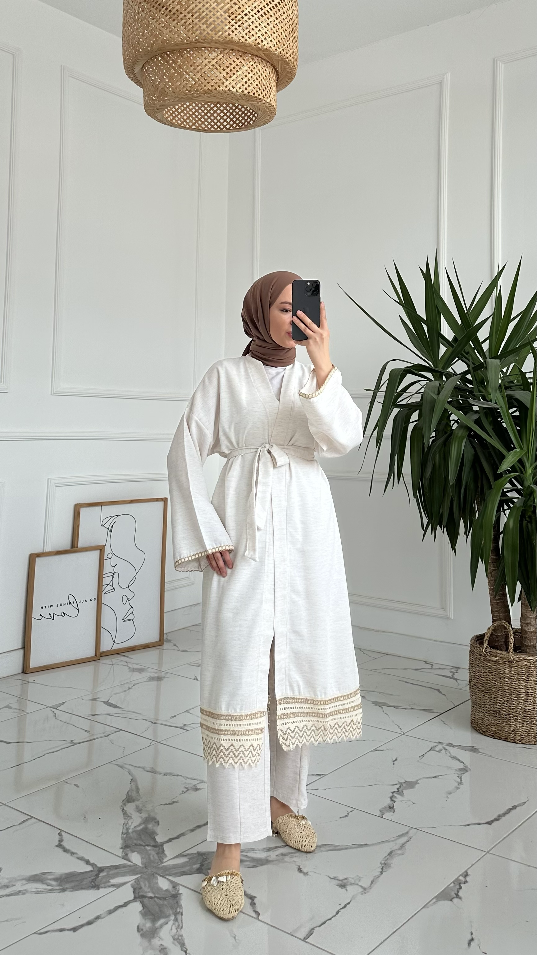Eliss Biyeli Keten Uzun Kimono