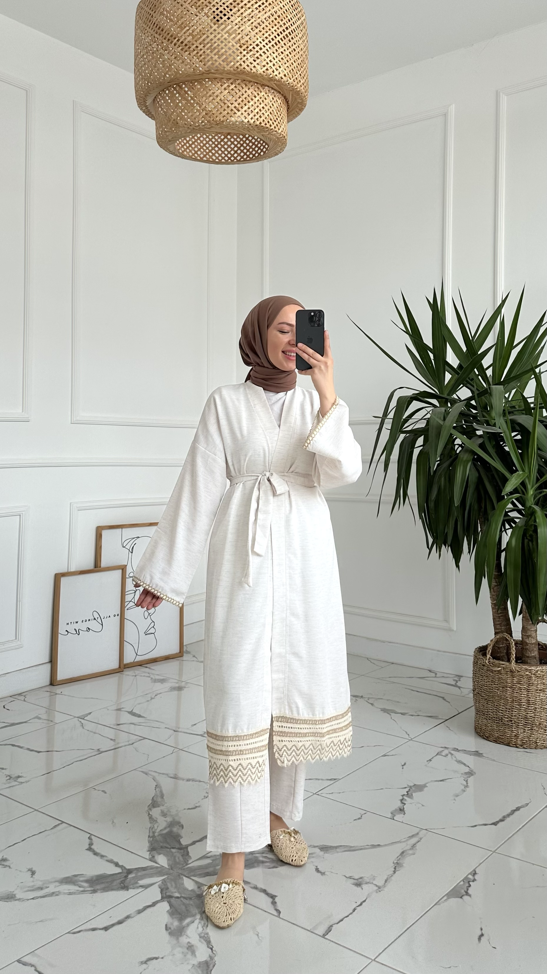 Eliss Biyeli Keten Uzun Kimono