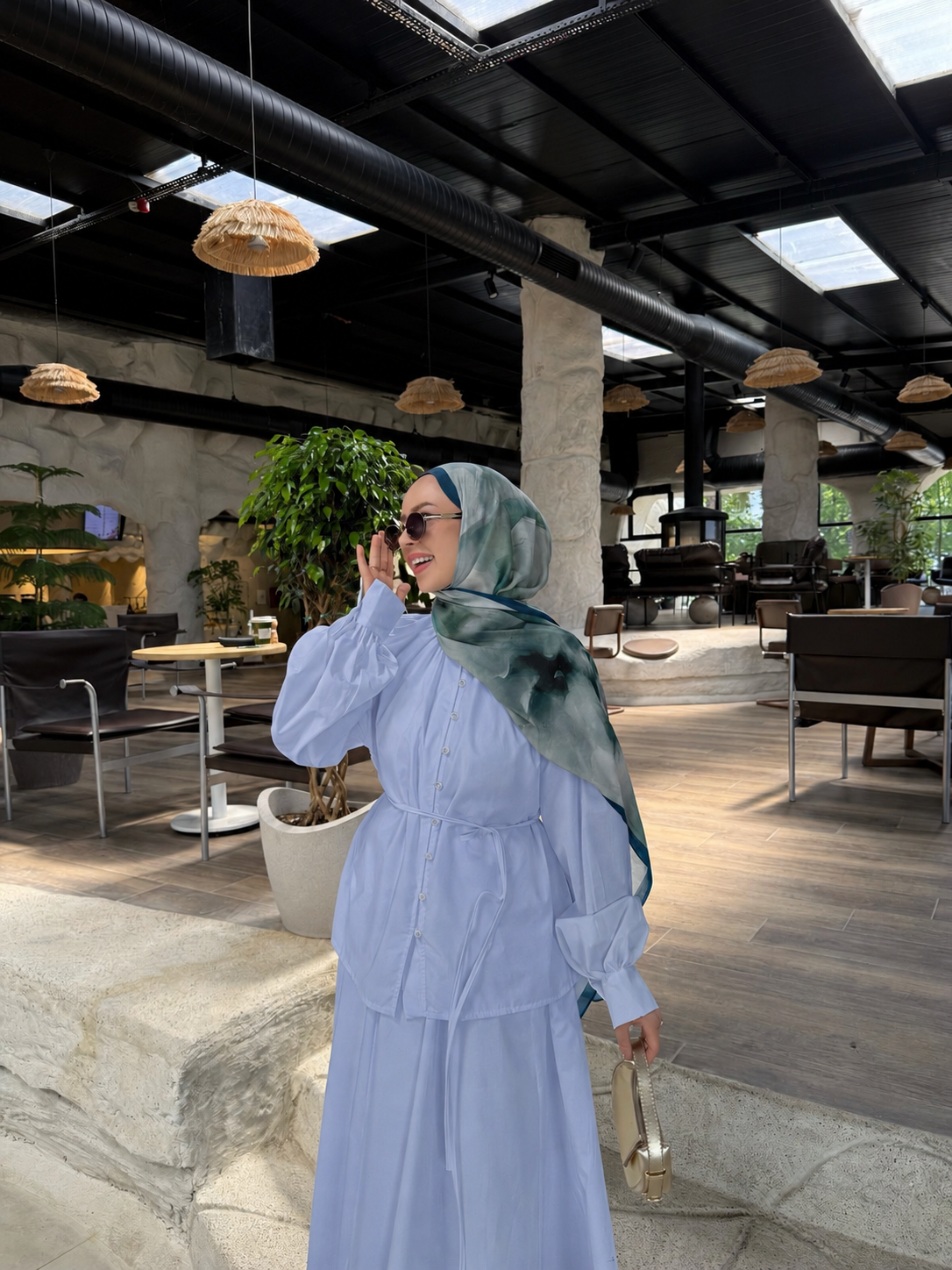 Eloven Poplin Etekli Mavi Takım  