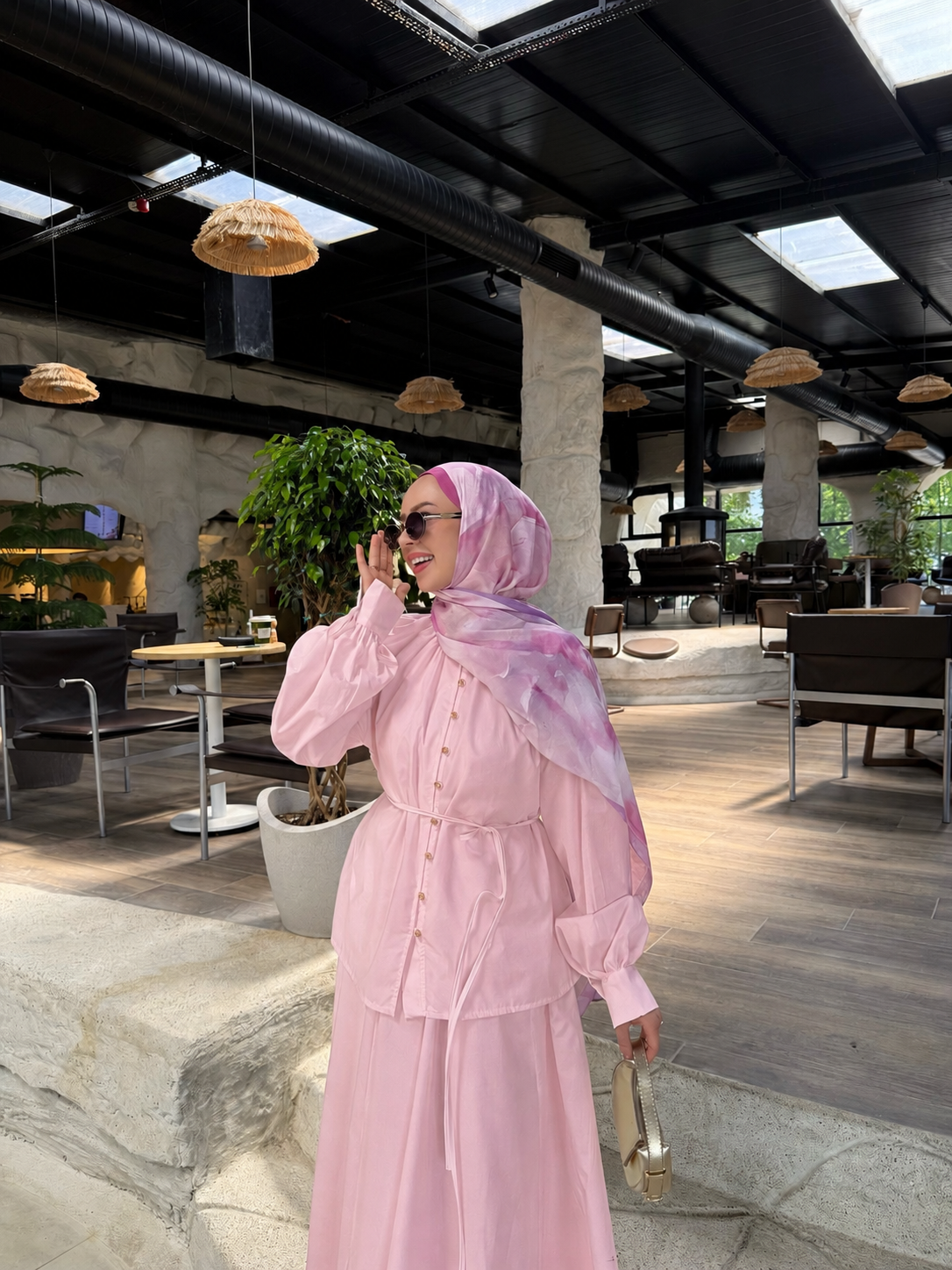 Eloven Poplin Etekli Pembe Takım  
