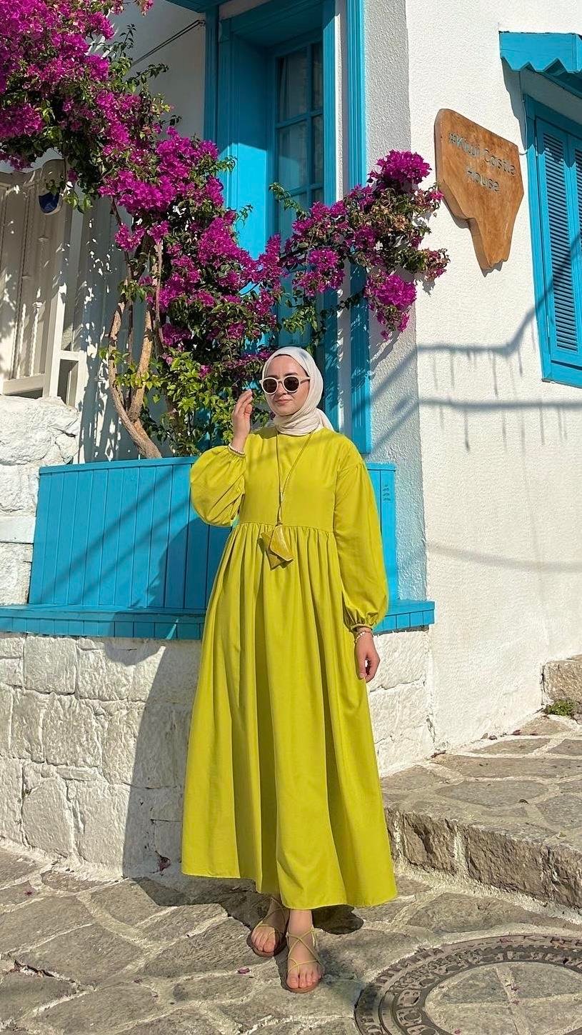 Elsa Yağ Yeşili Elbise