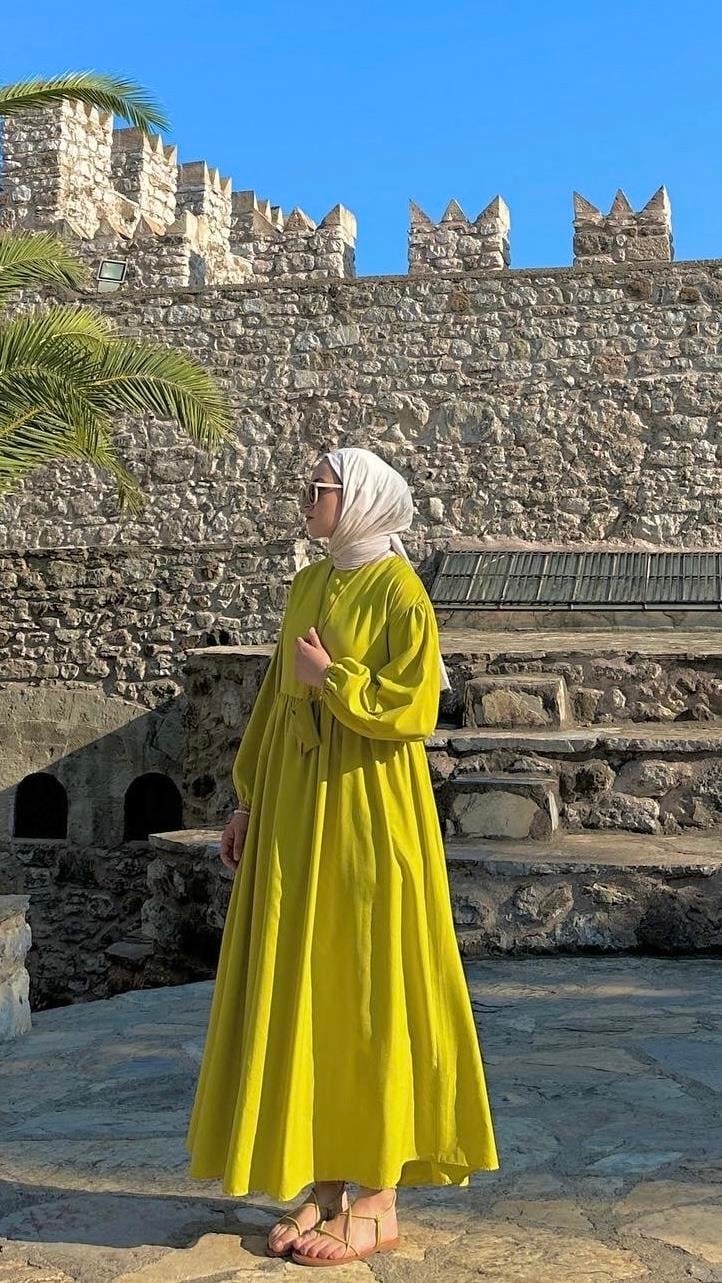 Elsa Yağ Yeşili Elbise