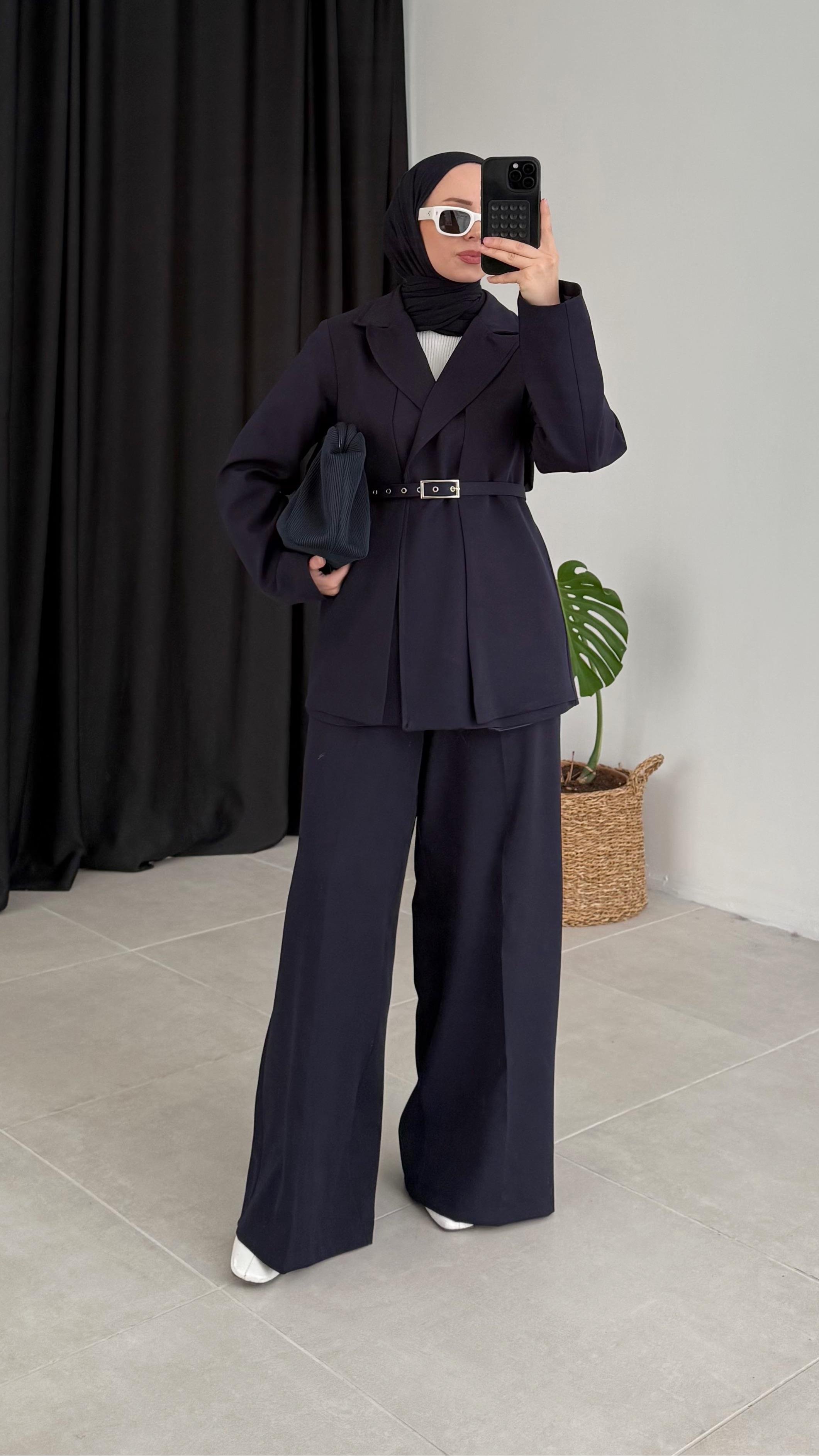 Erons Çift Yaka Lacivert Ceket Takım