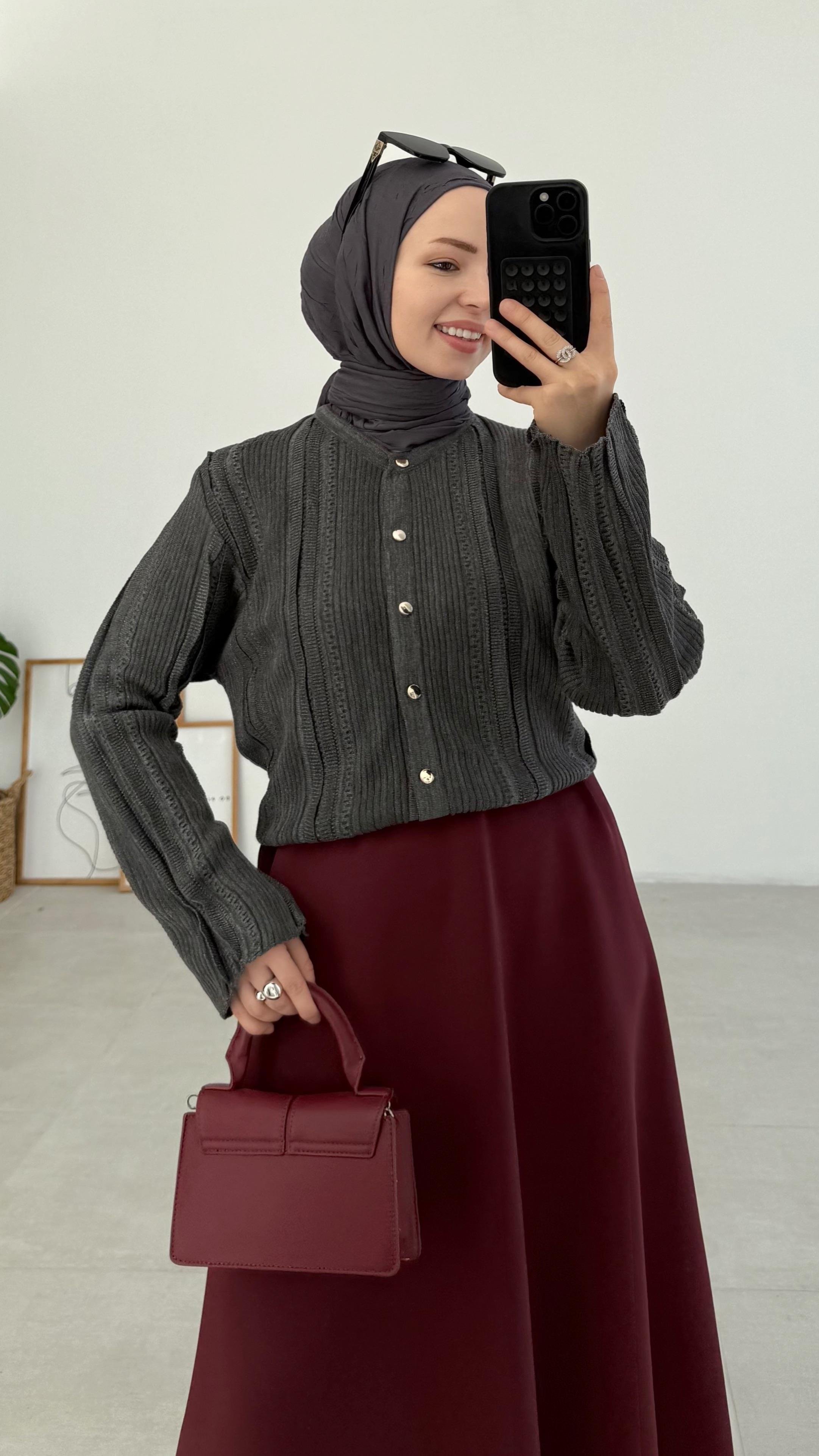 Falin Simli Antrasit Hırka