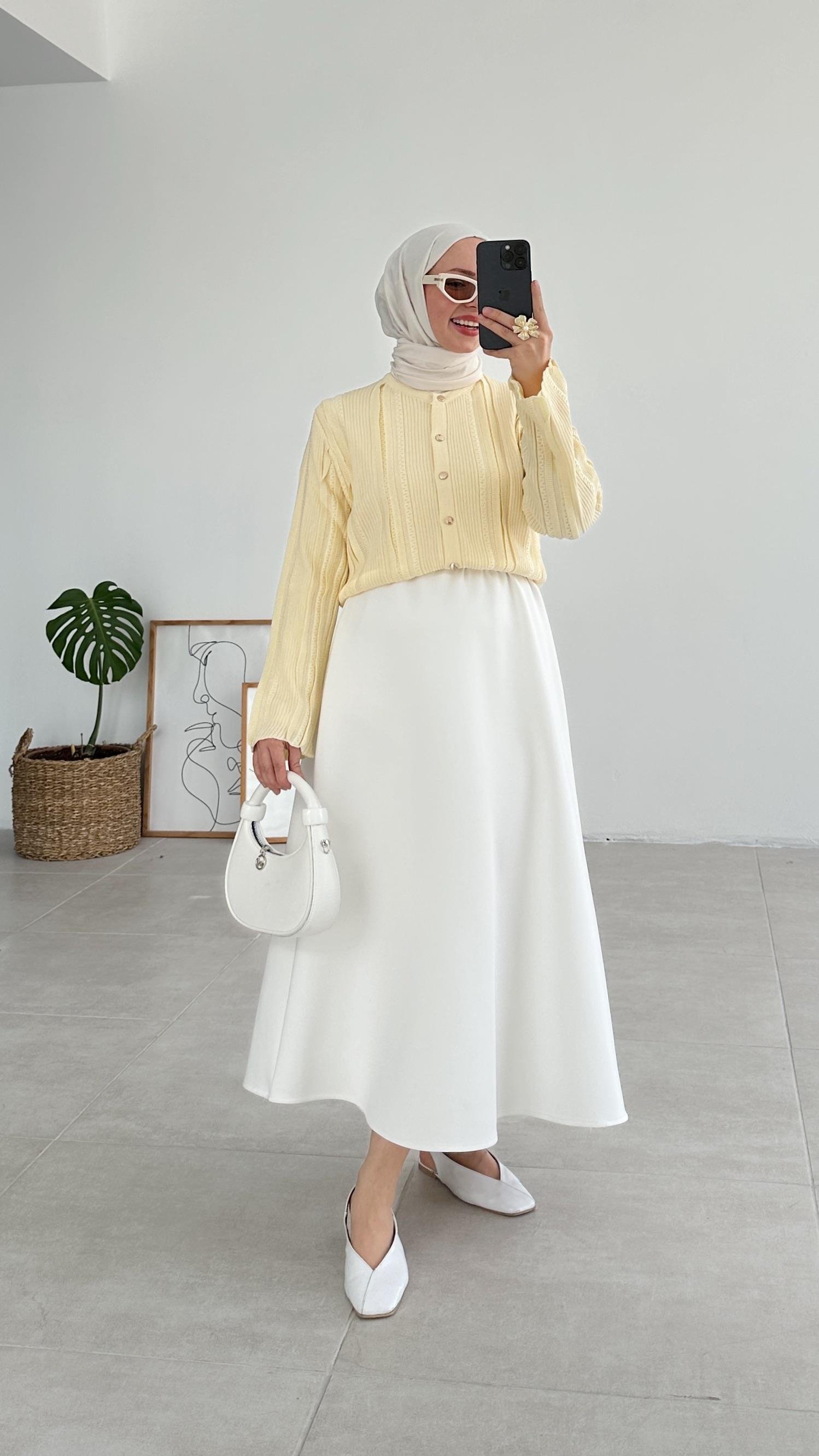 Falin Simli Tereyağ Sarısı Hırka