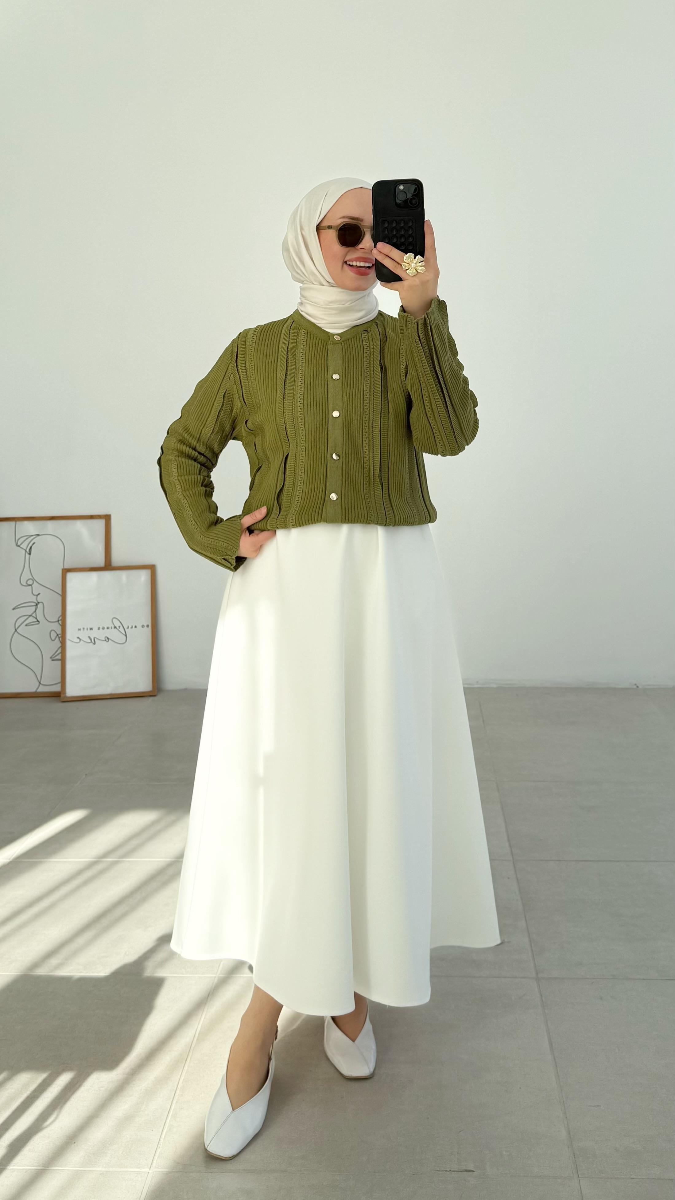 Falin Simli Yeşil Hırka