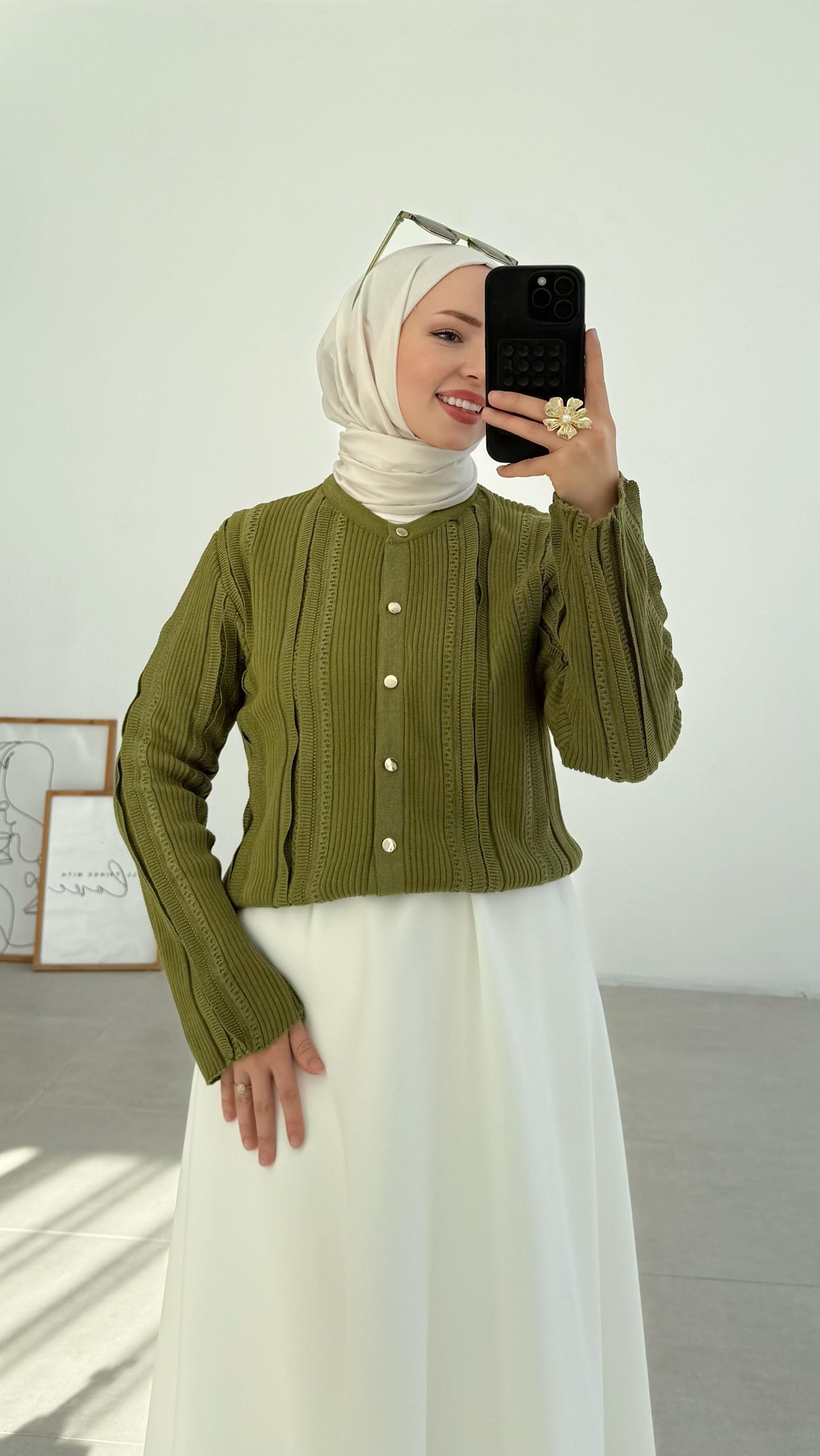 Falin Simli Yeşil Hırka