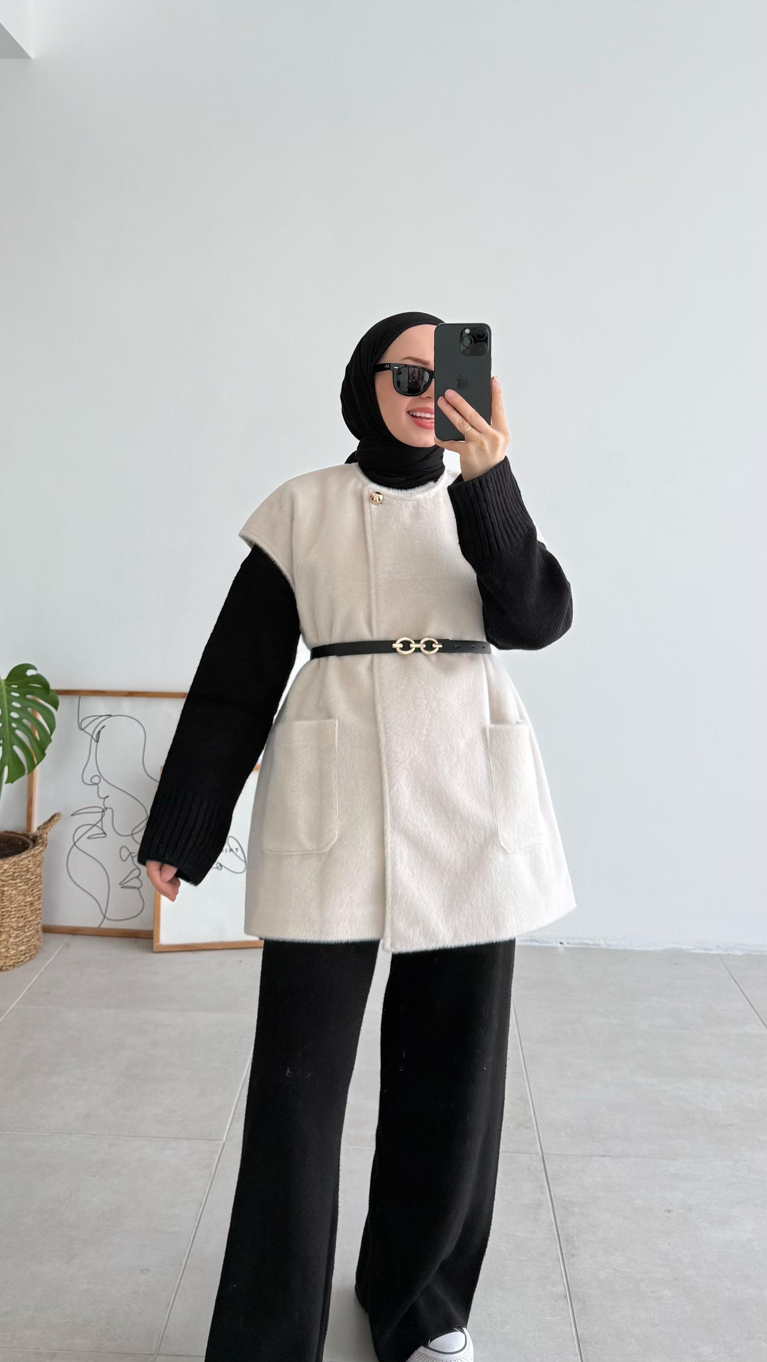 Fox Cepli Krem Premıum Yelek