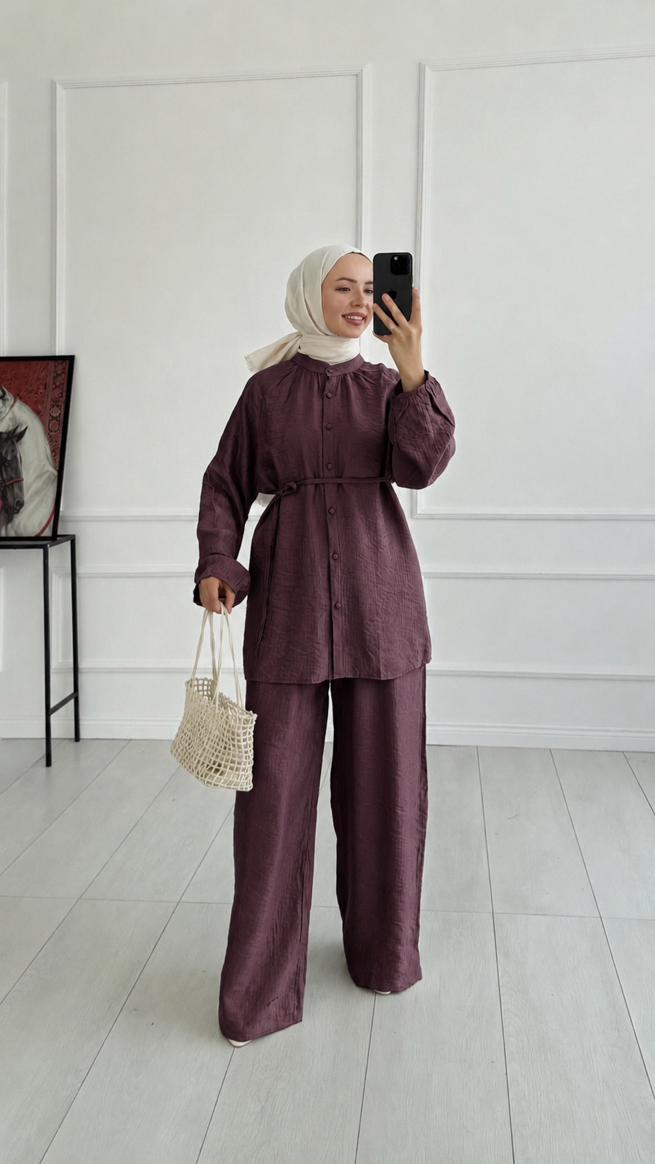 Gemma Düğmeli Oversize Bordo Takım