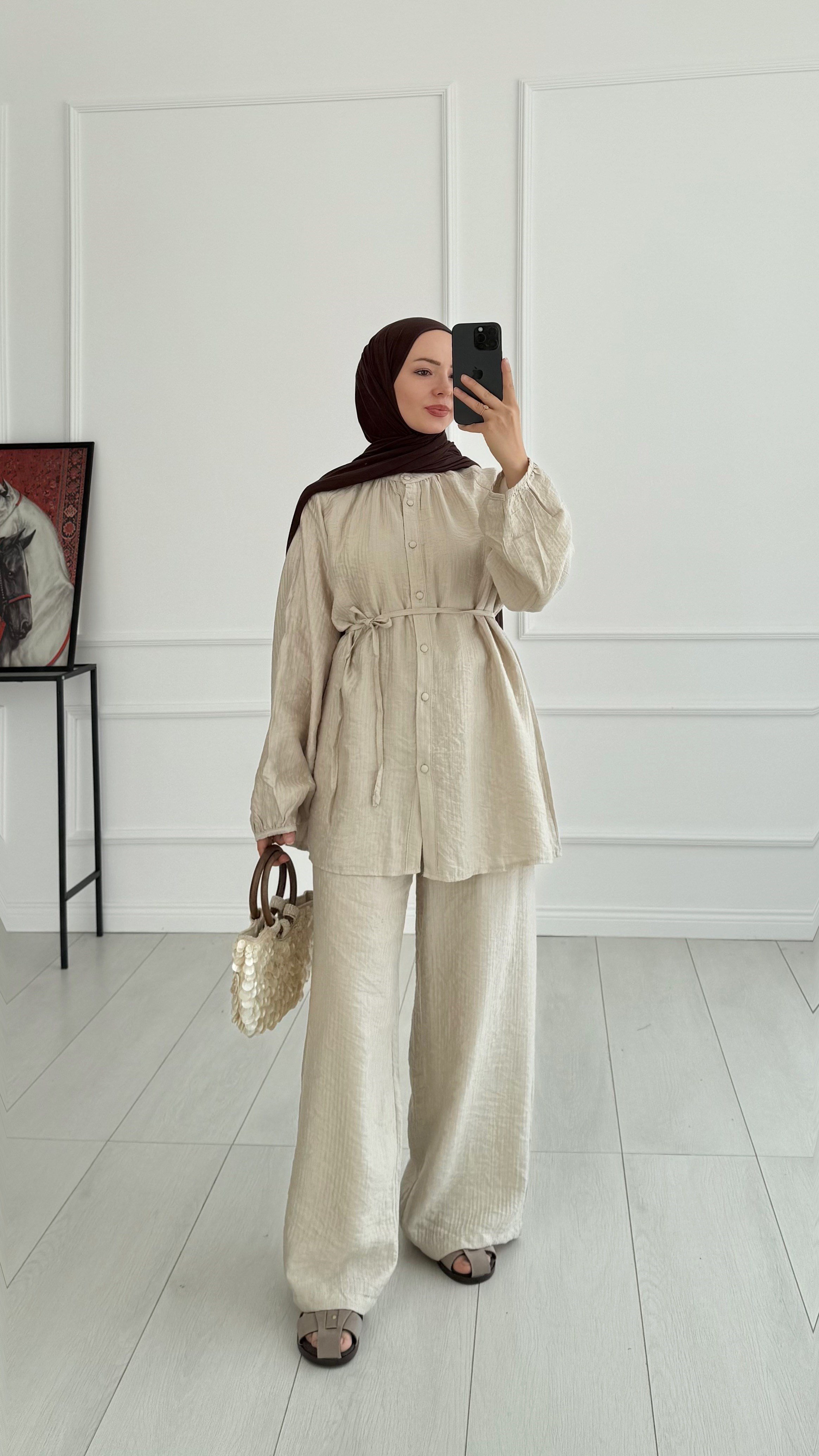 Gemma Düğmeli Oversize Taş Takım