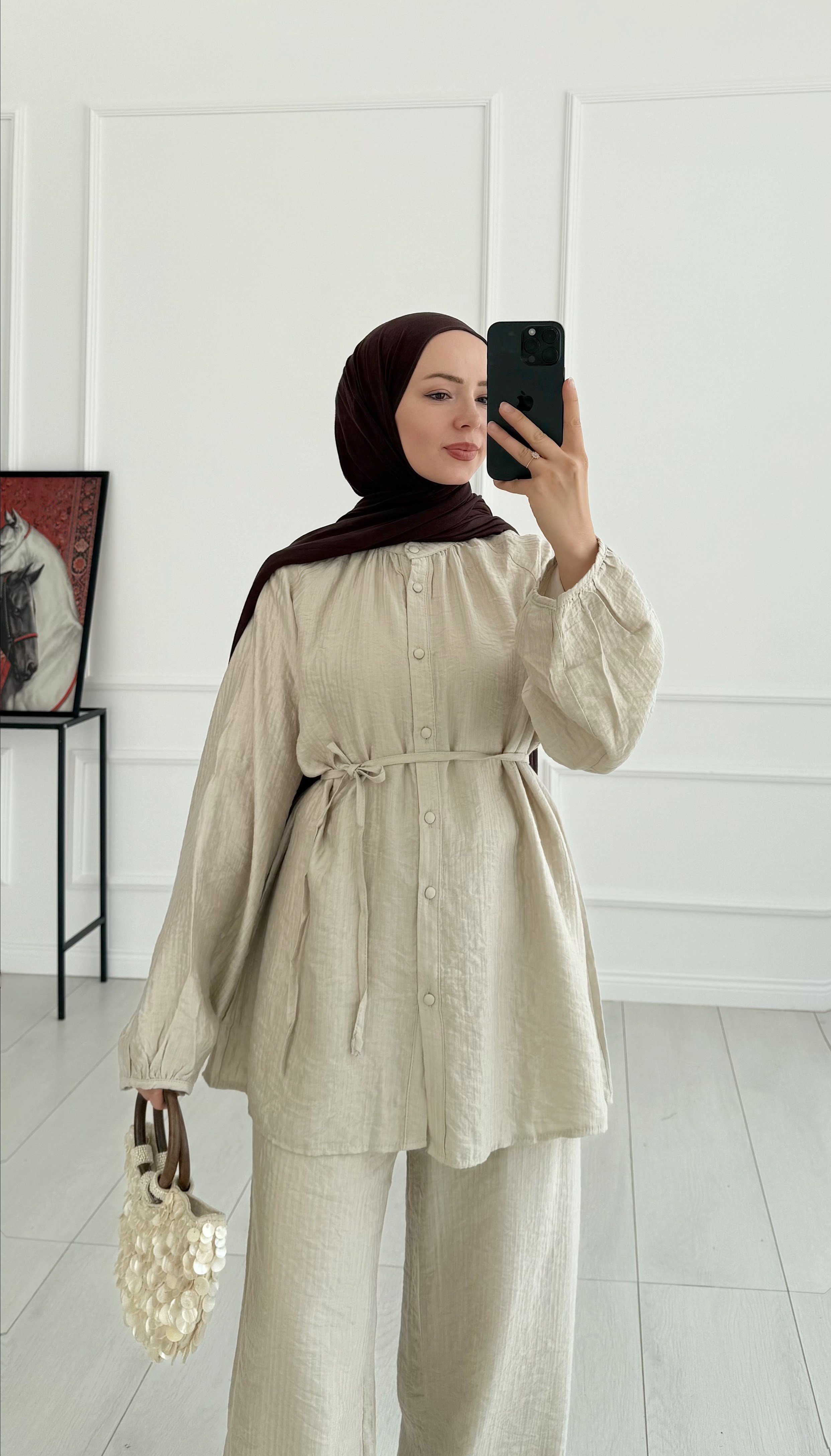 Gemma Düğmeli Oversize Taş Takım