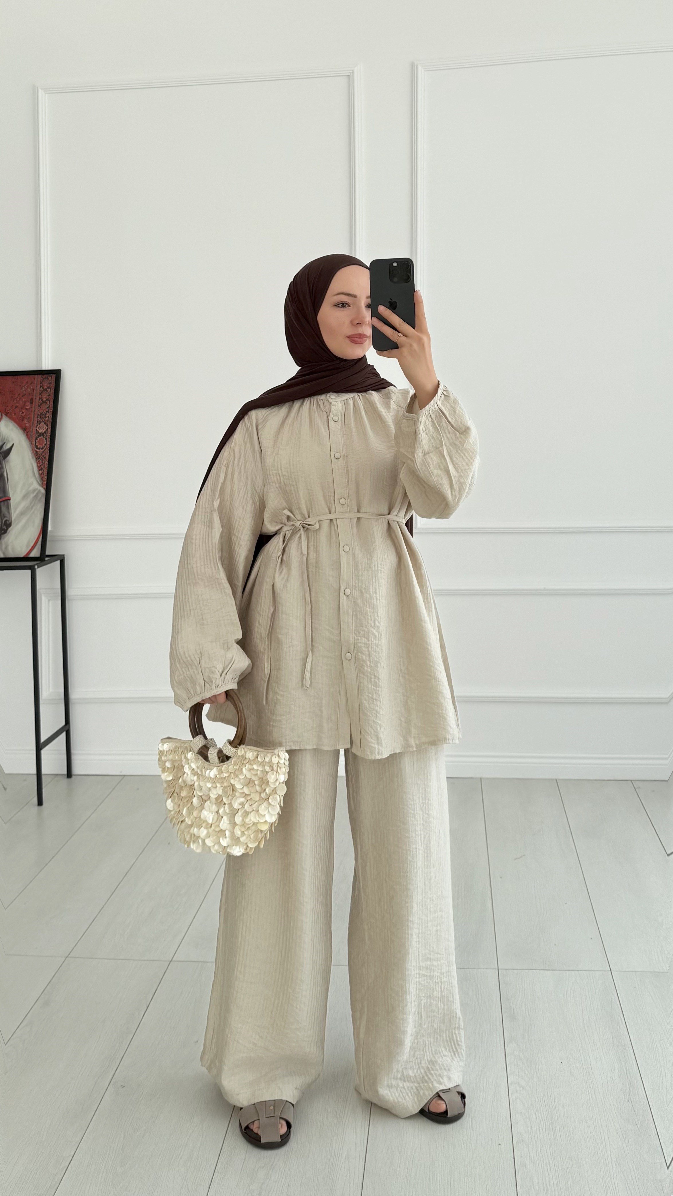 Gemma Düğmeli Oversize Taş Takım