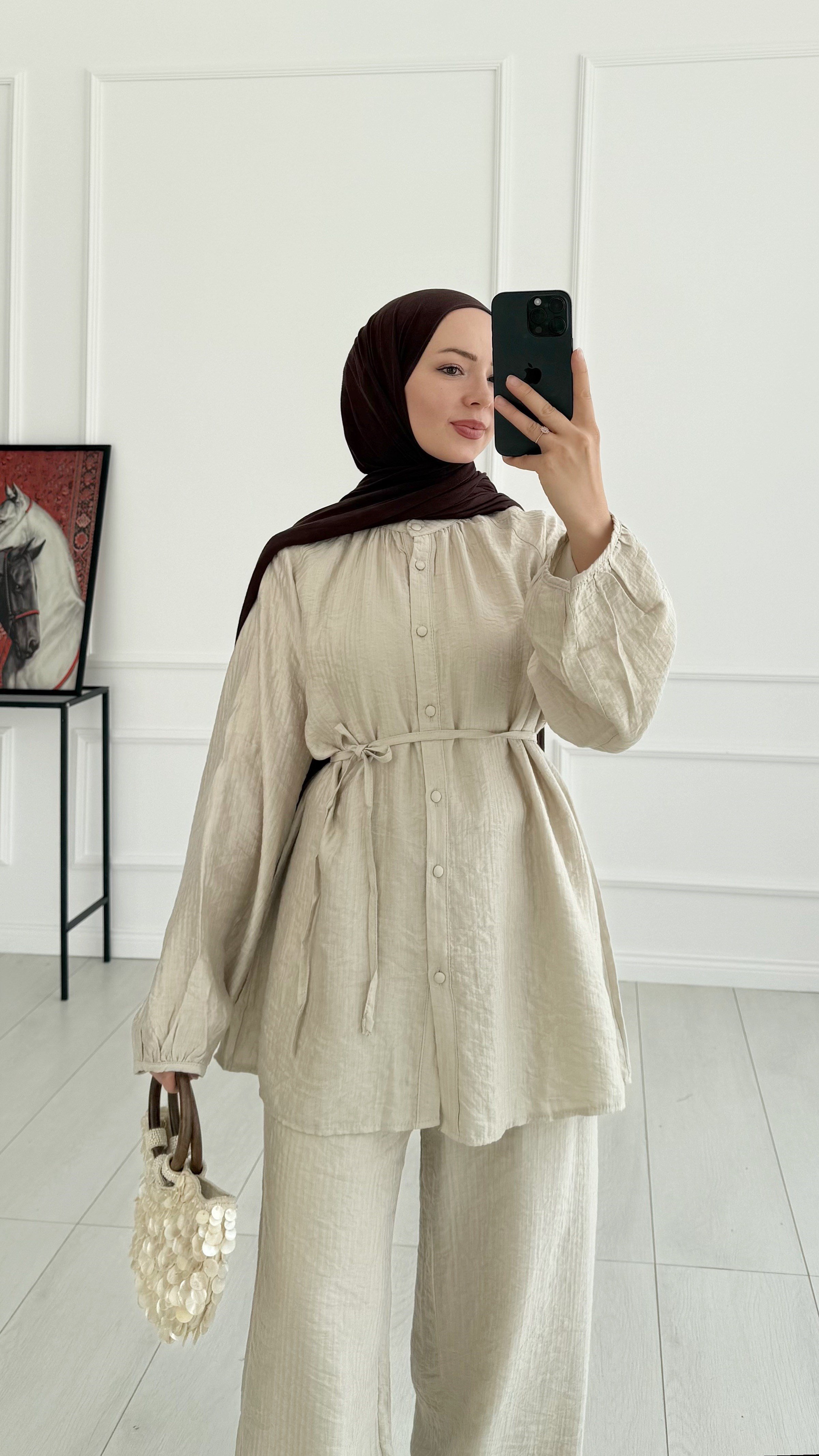 Gemma Düğmeli Oversize Taş Takım