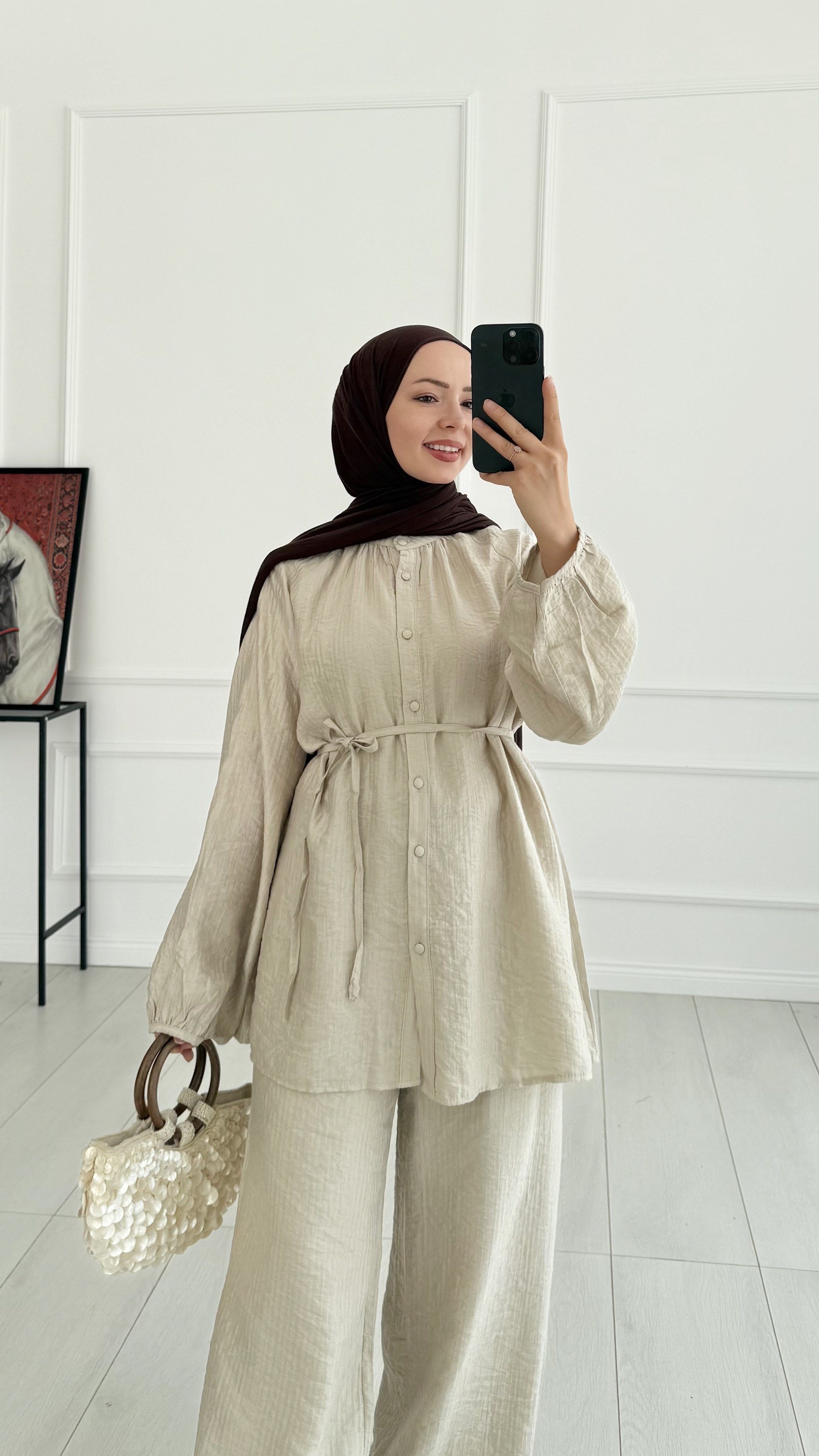 Gemma Düğmeli Oversize Taş Takım