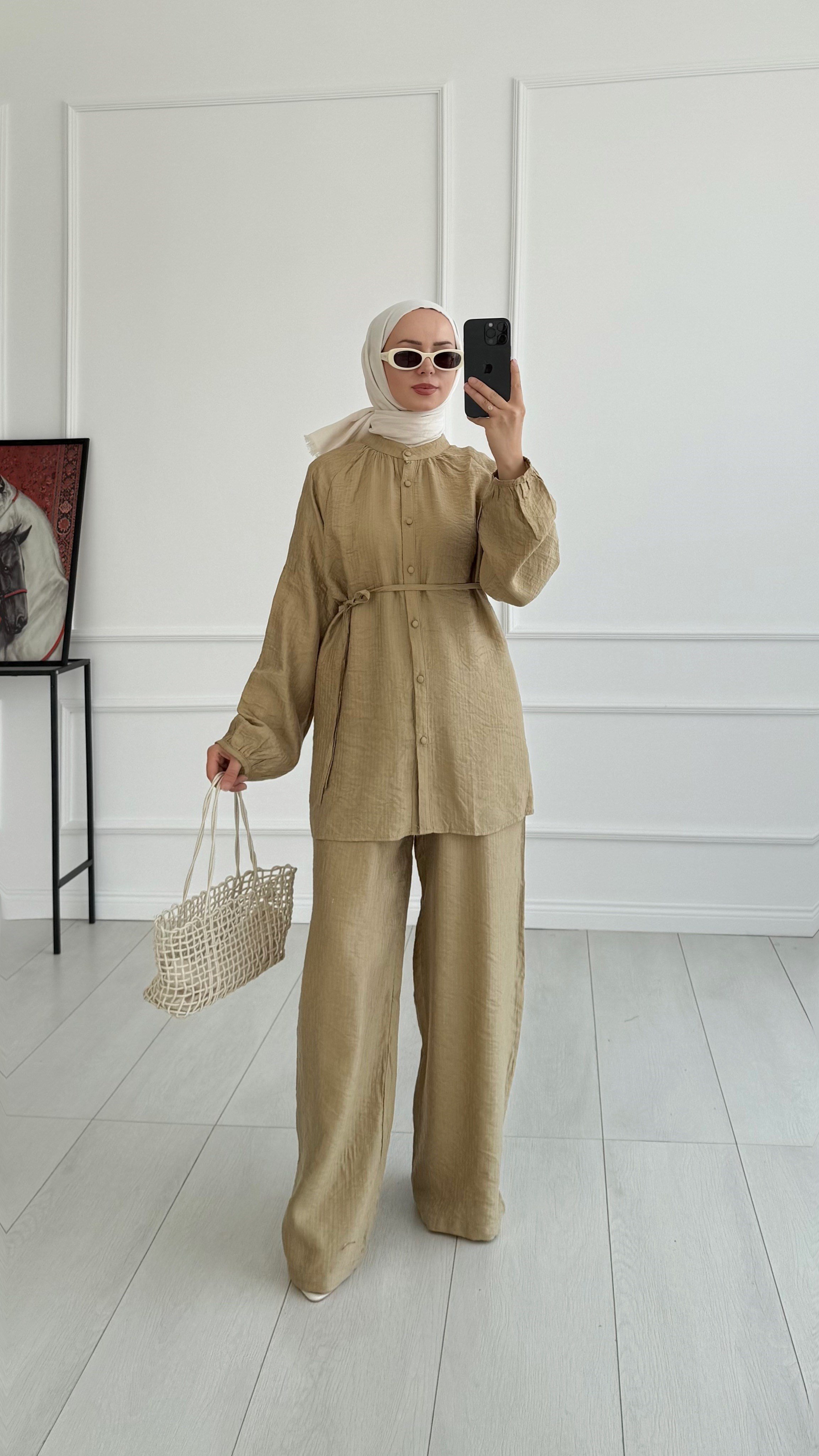 Gemma Düğmeli Oversize Yağ Yeşili Takım