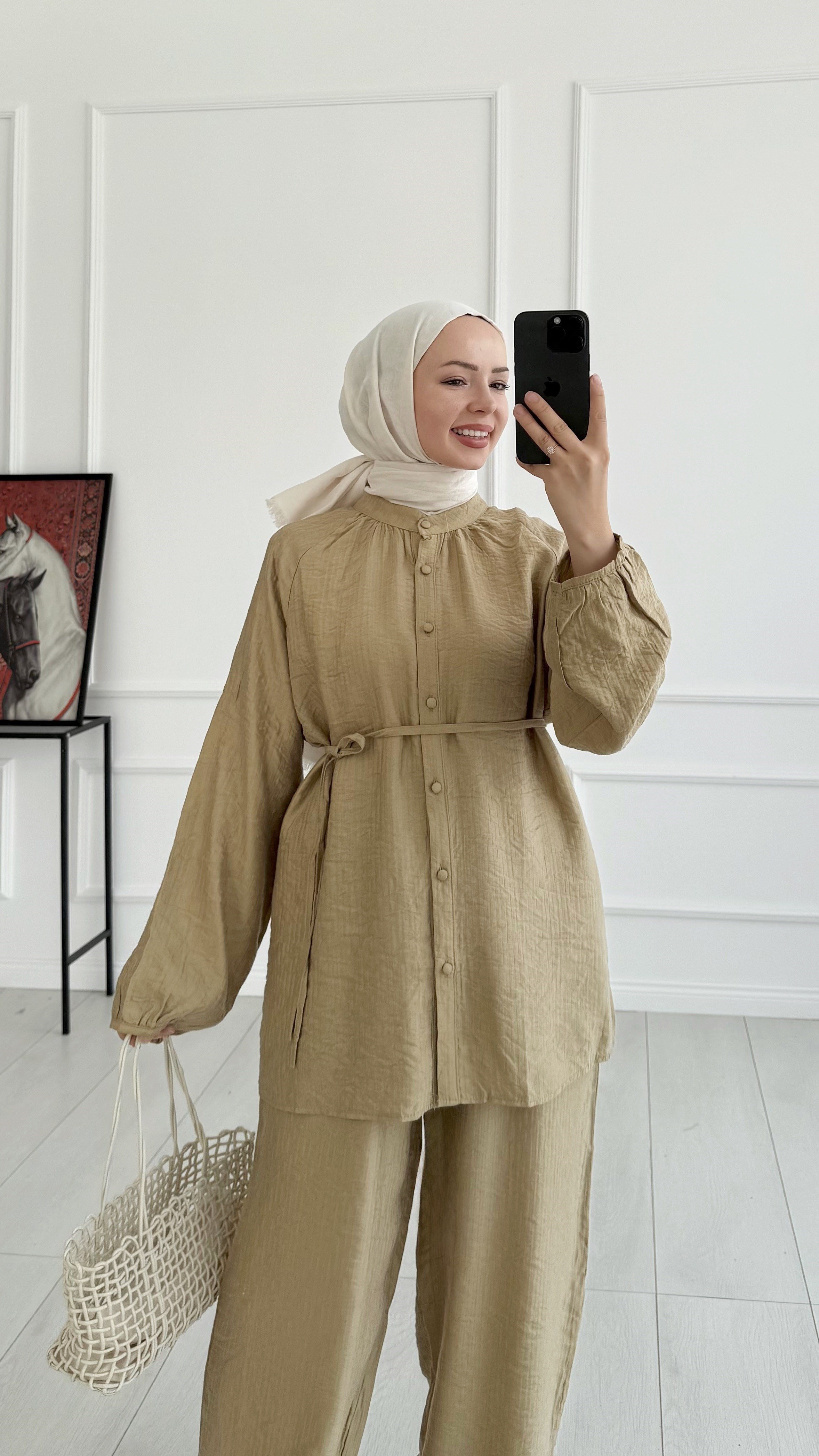 Gemma Düğmeli Oversize Yağ Yeşili Takım