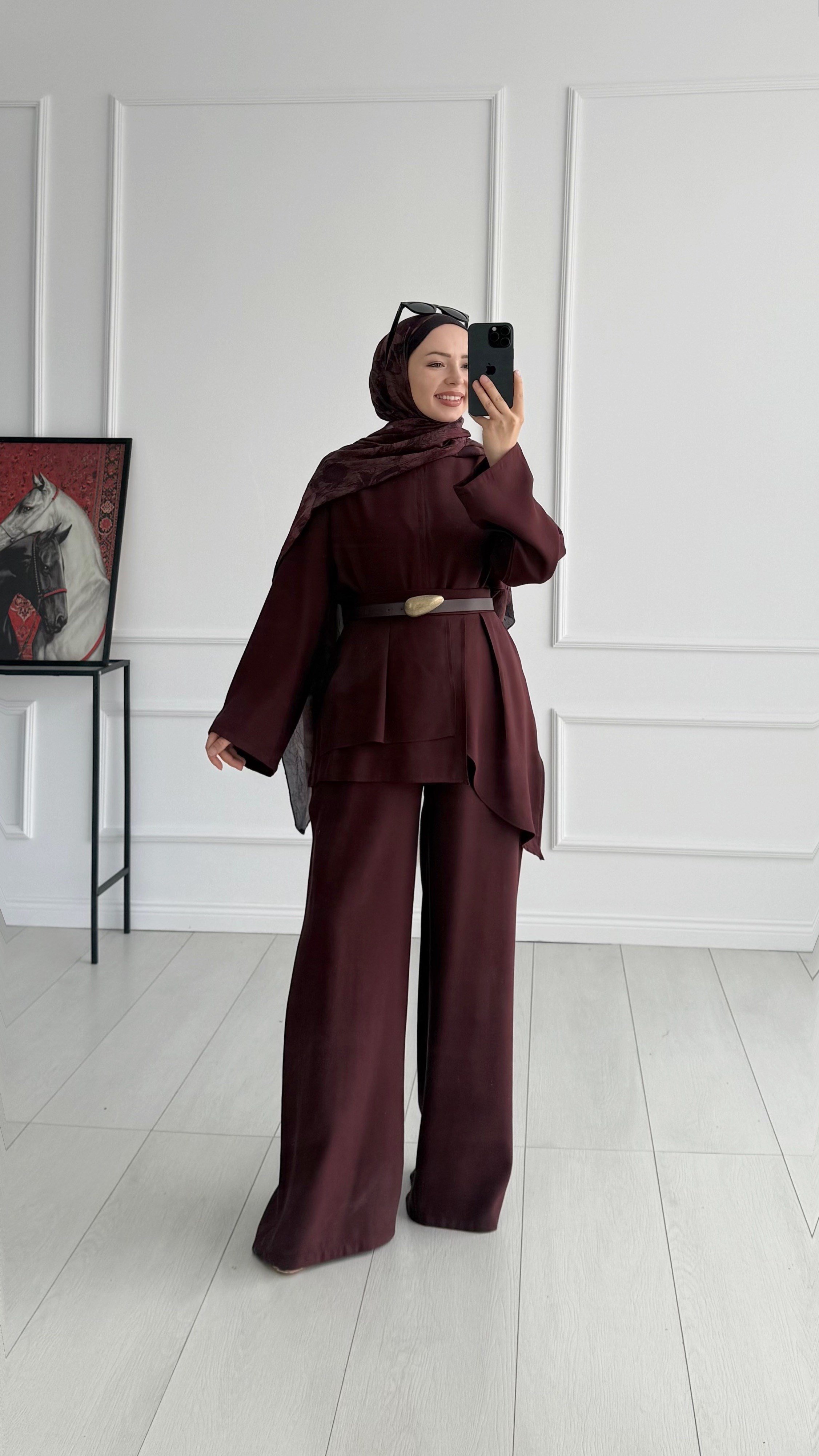 Geva Premıum Mürdüm Kemerli Pantolon Takım 