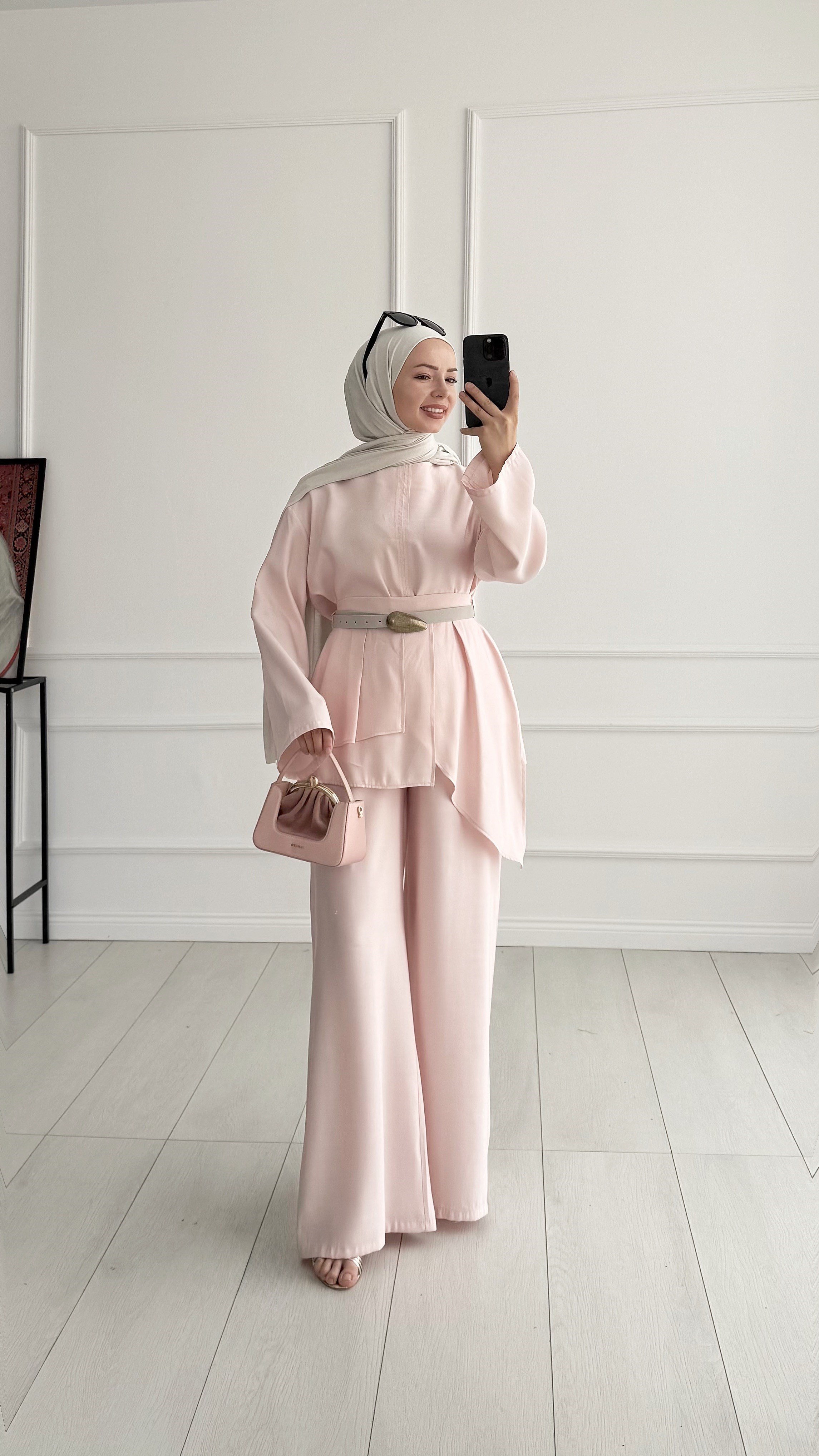 Geva Premıum Pembe Kemerli Pantolon Takım 