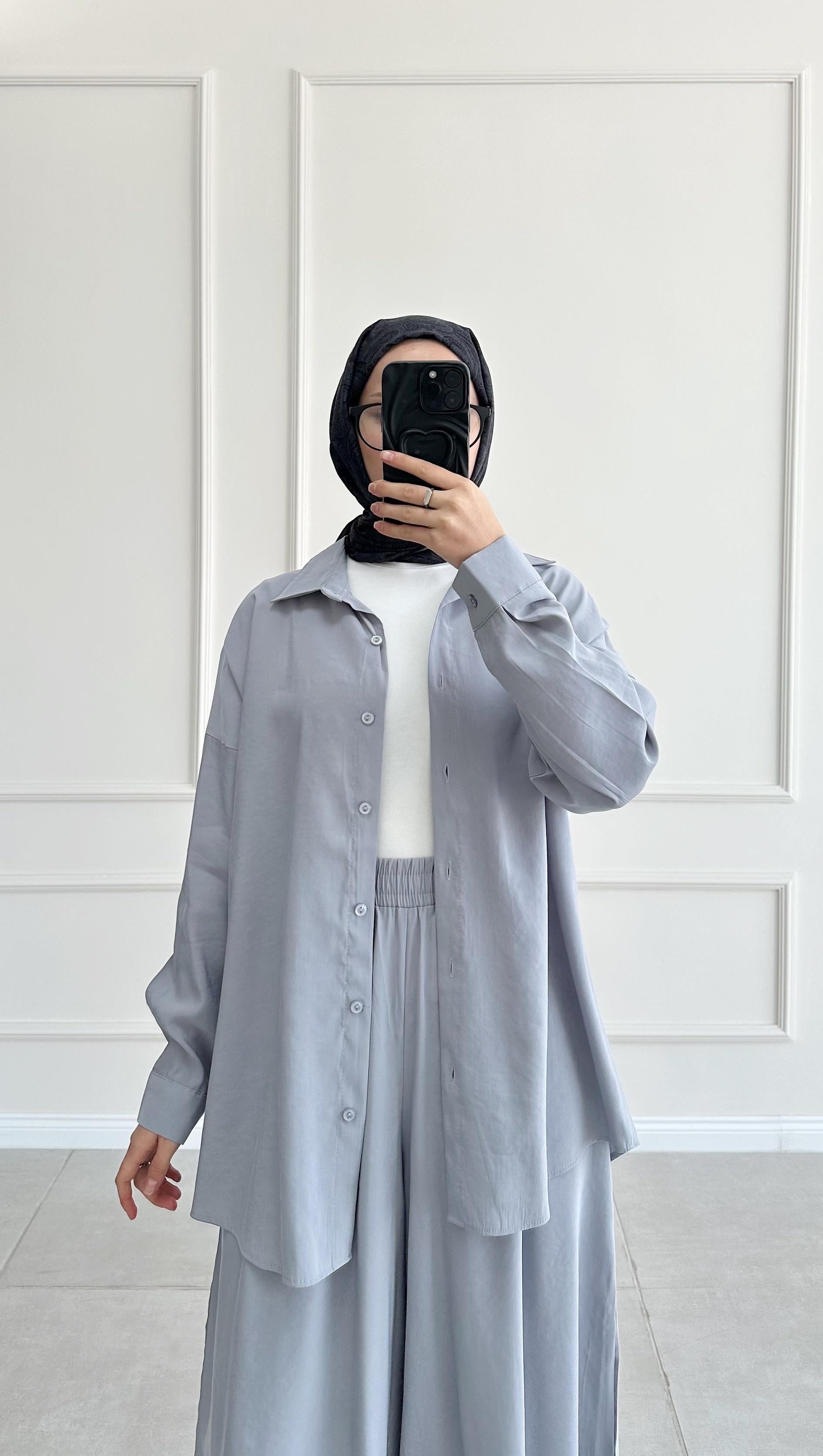 Hanka Oversize Gri Gömlek