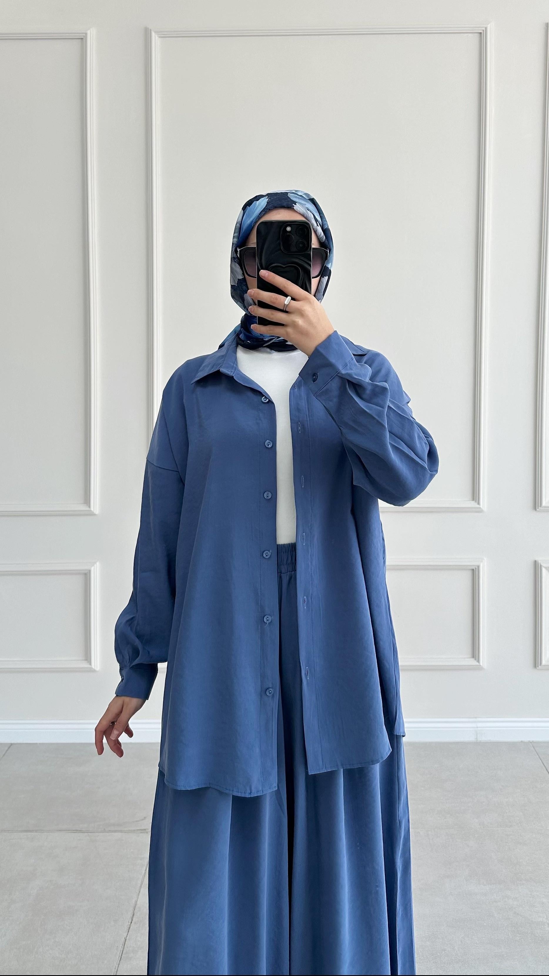 Hanka Oversize İndigo Gömlek