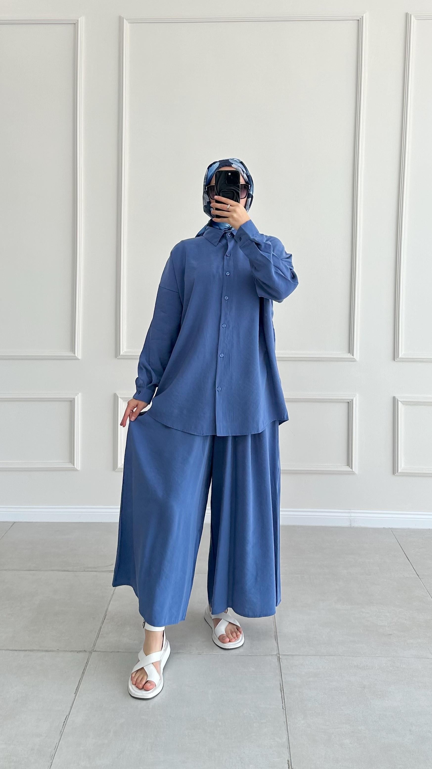 Hanka Oversize İndigo Gömlek