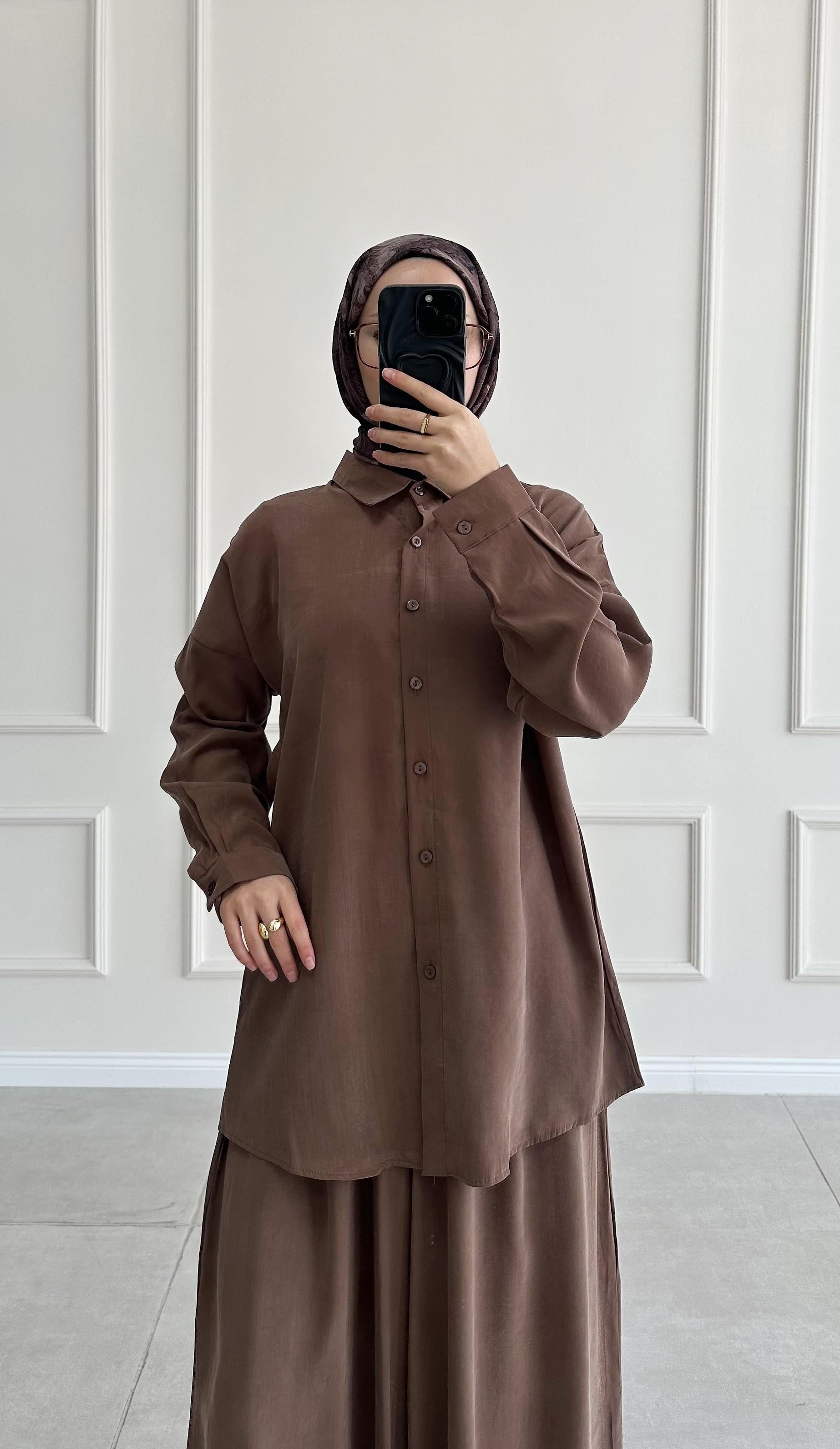 Hanka Oversize Kahverengi Gömlek