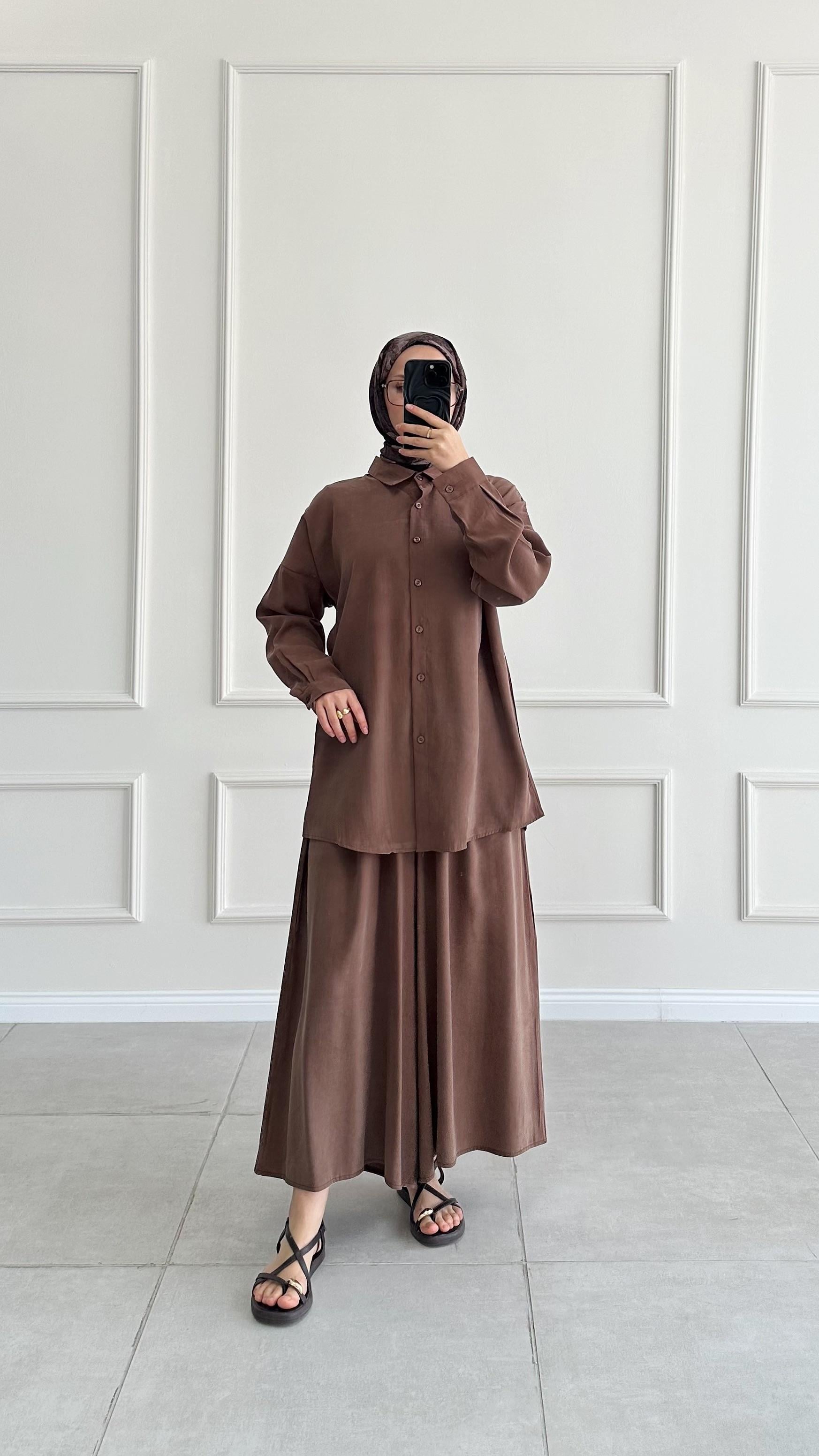 Hanka Oversize Kahverengi Gömlek