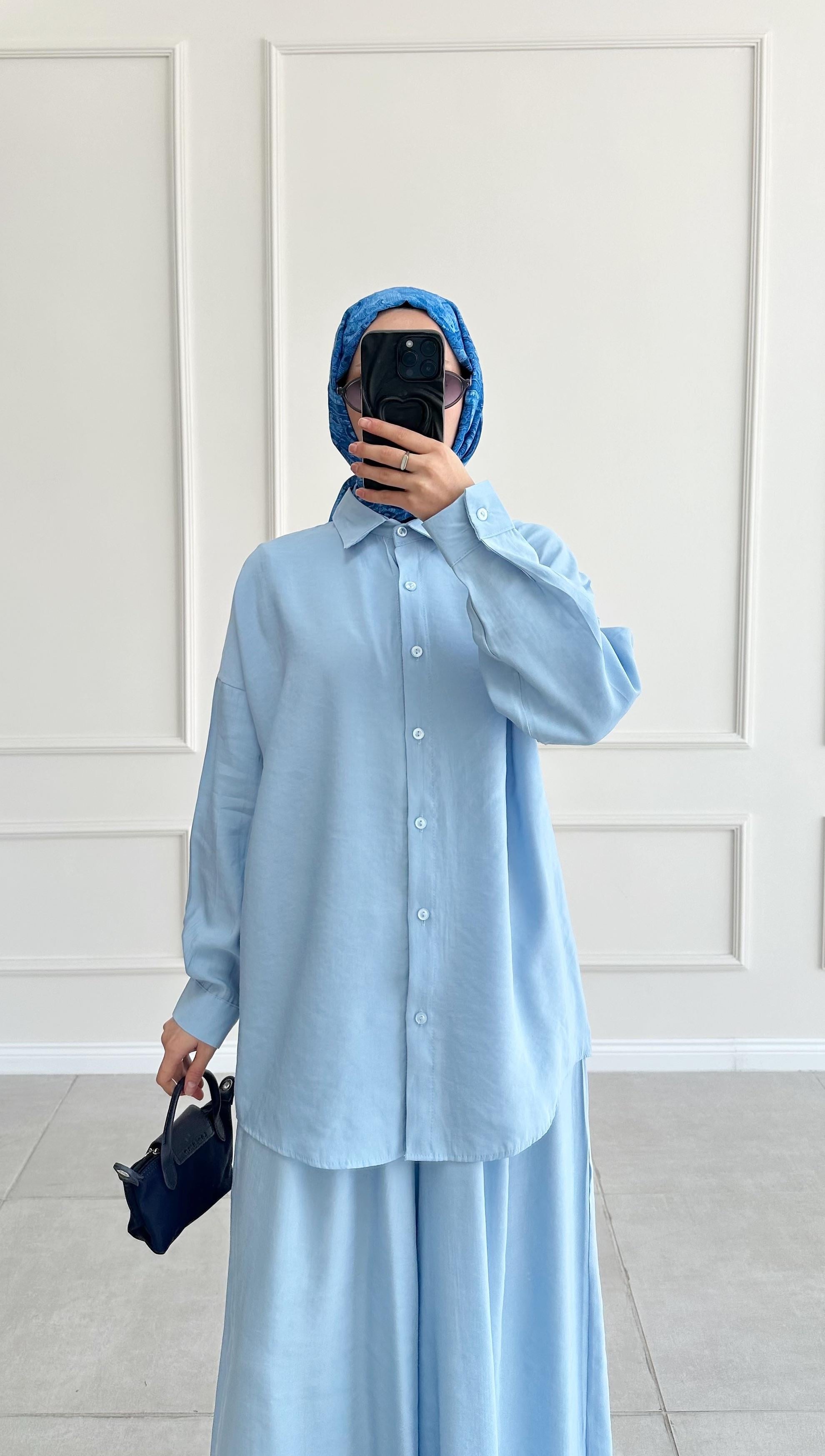 Hanka Oversize Mavi Gömlek