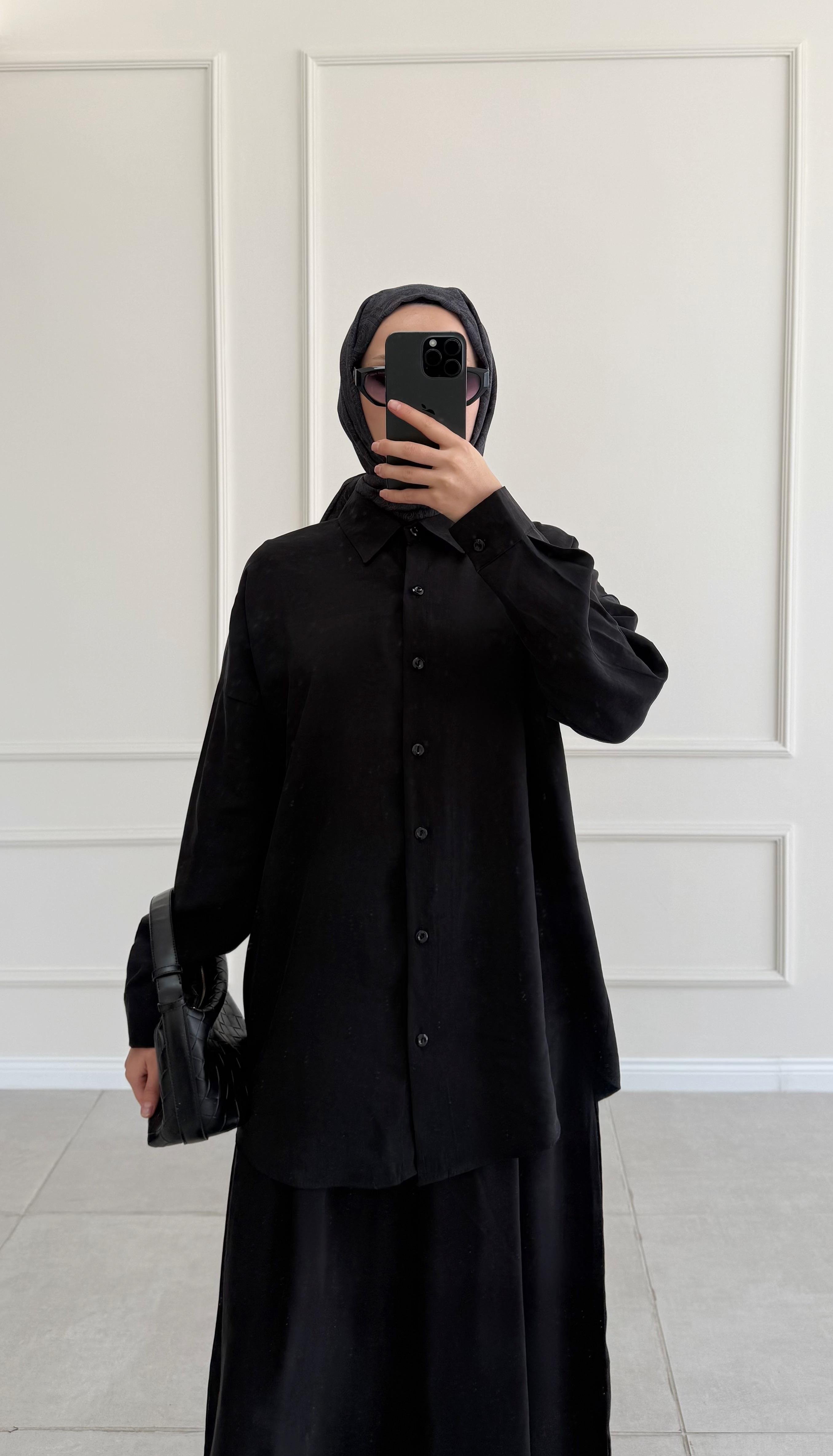 Hanka Oversize Siyah Gömlek