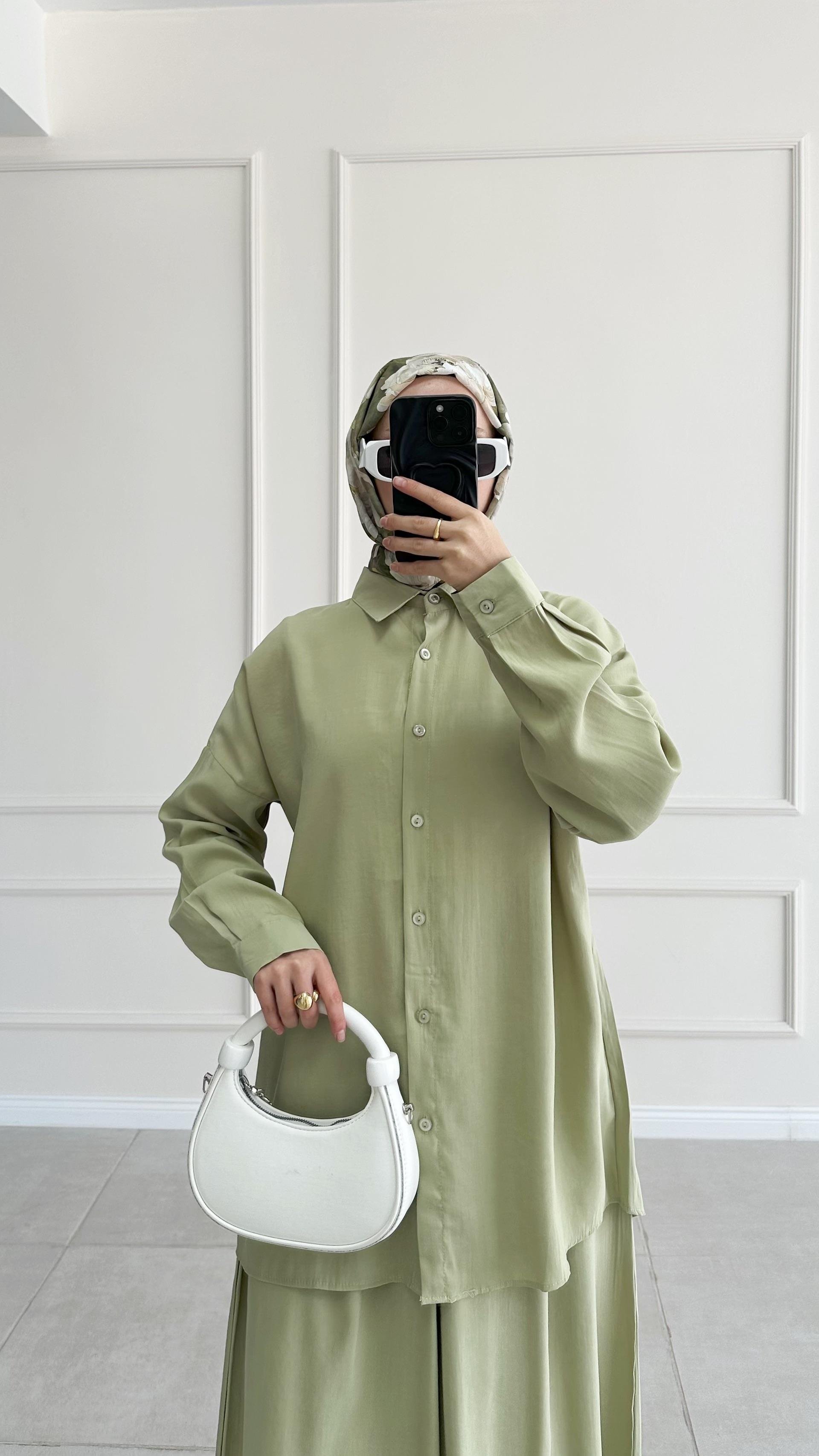 Hanka Oversize Yeşil Gömlek